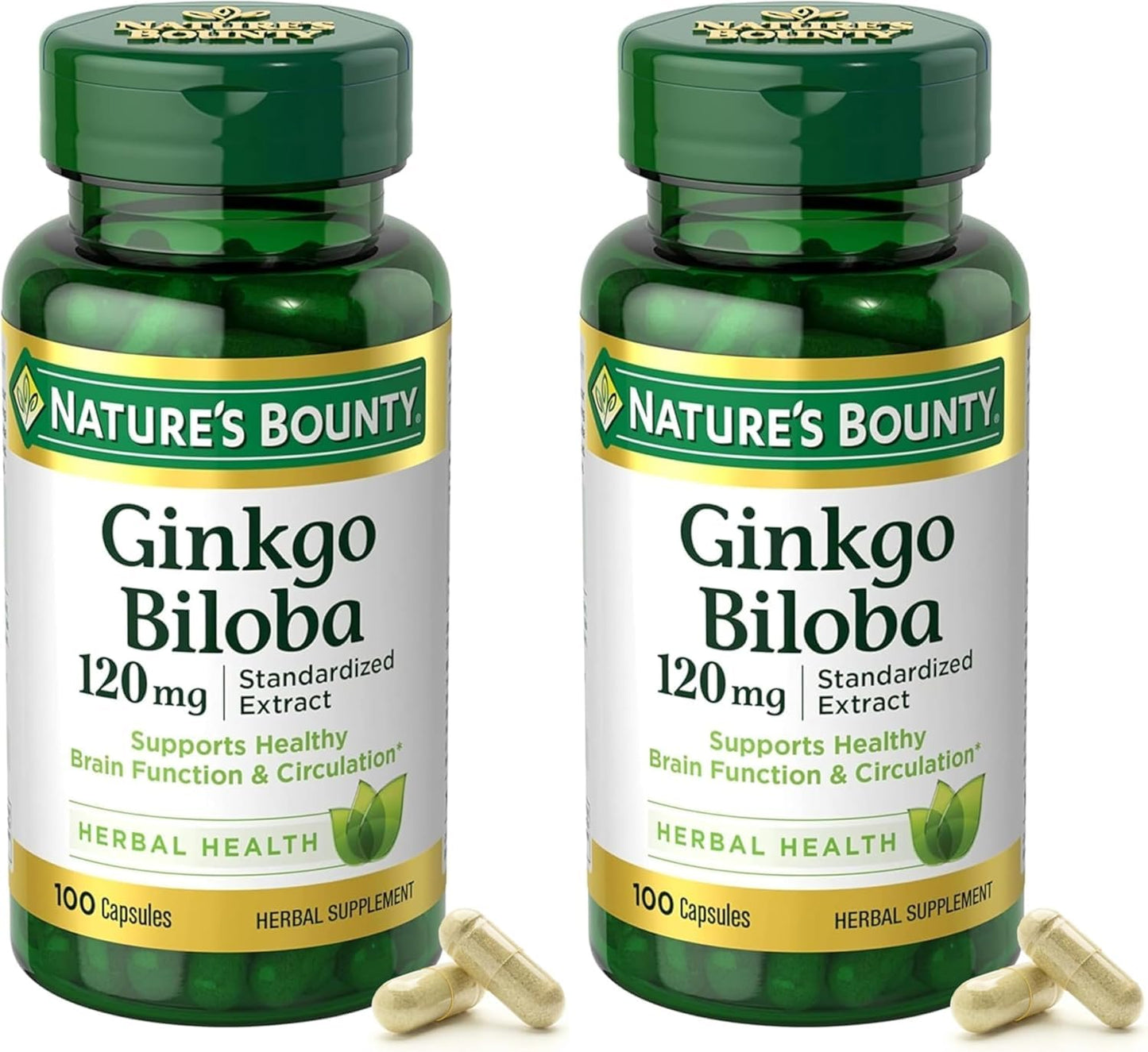 Nature's Bounty Ginkgo Biloba Standardized Extract 120 mg Capsules, 200 Count