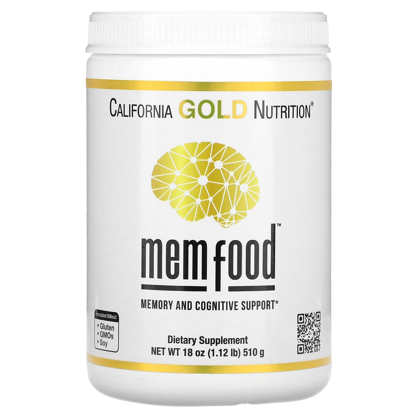 California Gold Nutrition MEM Food, Memory & Cognitive Support Powder, 17.9