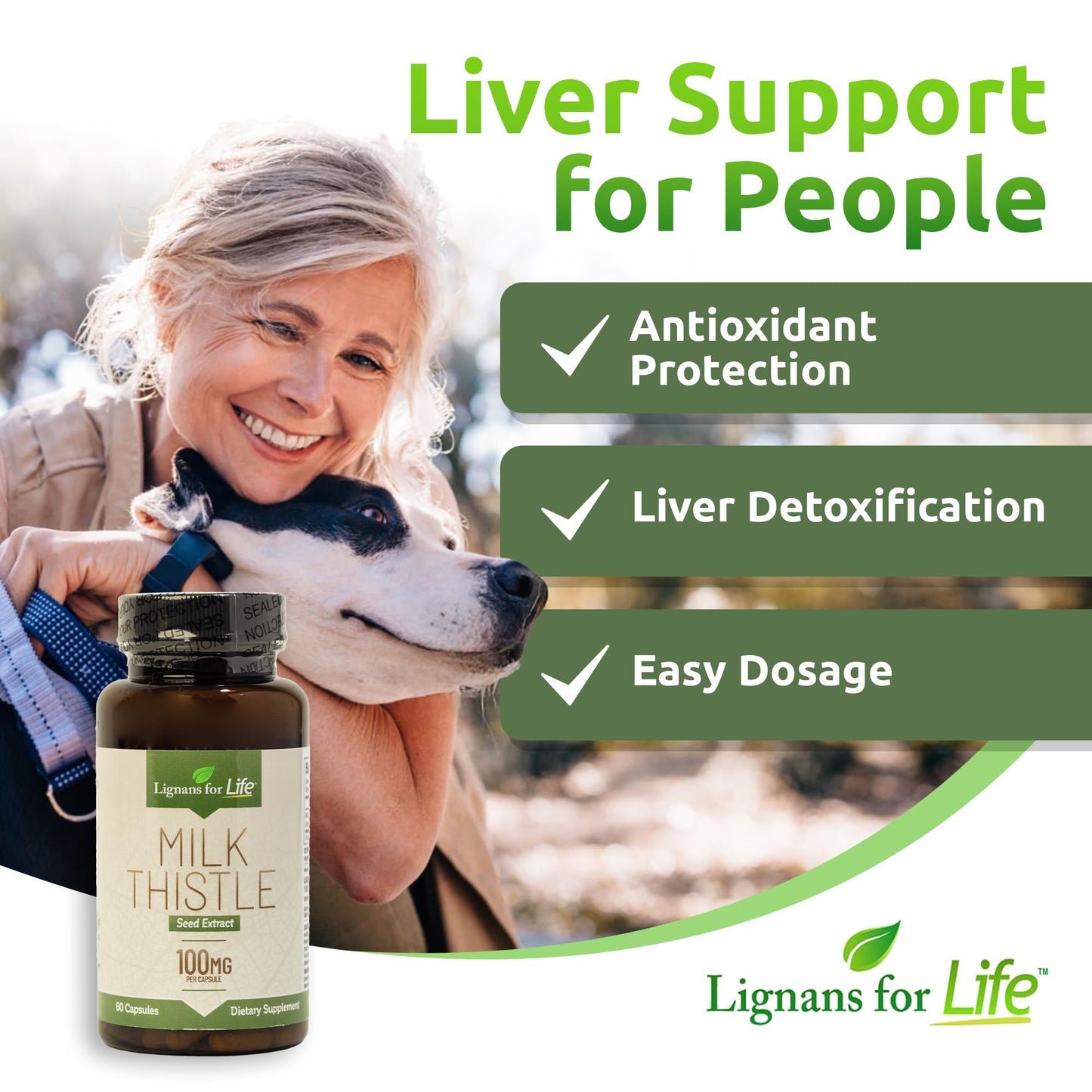 Lignans For Life Milk Thistle Seed Extract Herbal Supplement for Dogs Capsules, 60 Count