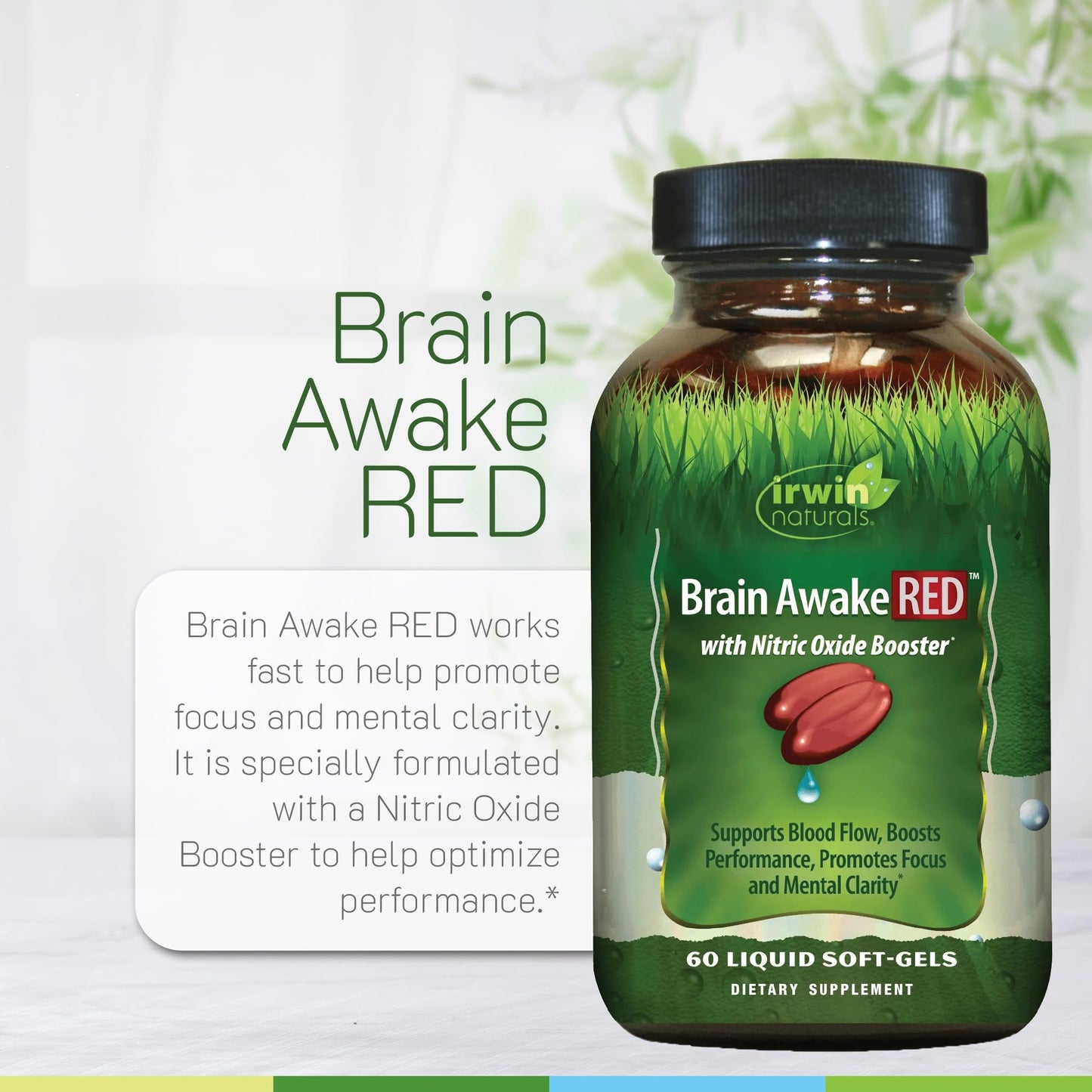 Irwin Naturals Brain Awake RED with Nitric Oxide Booster Softgels, 120 Count
