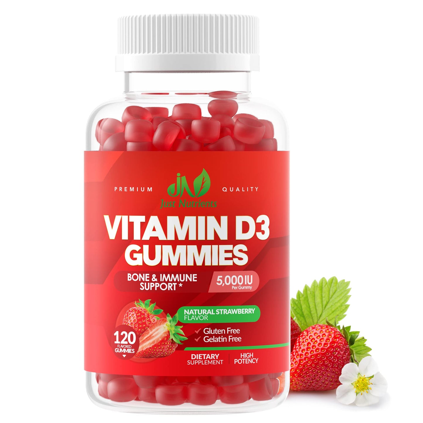 Just Nutrients Vitamin D3 Gummies 5000IU / 10,000IU, 120 Gummies