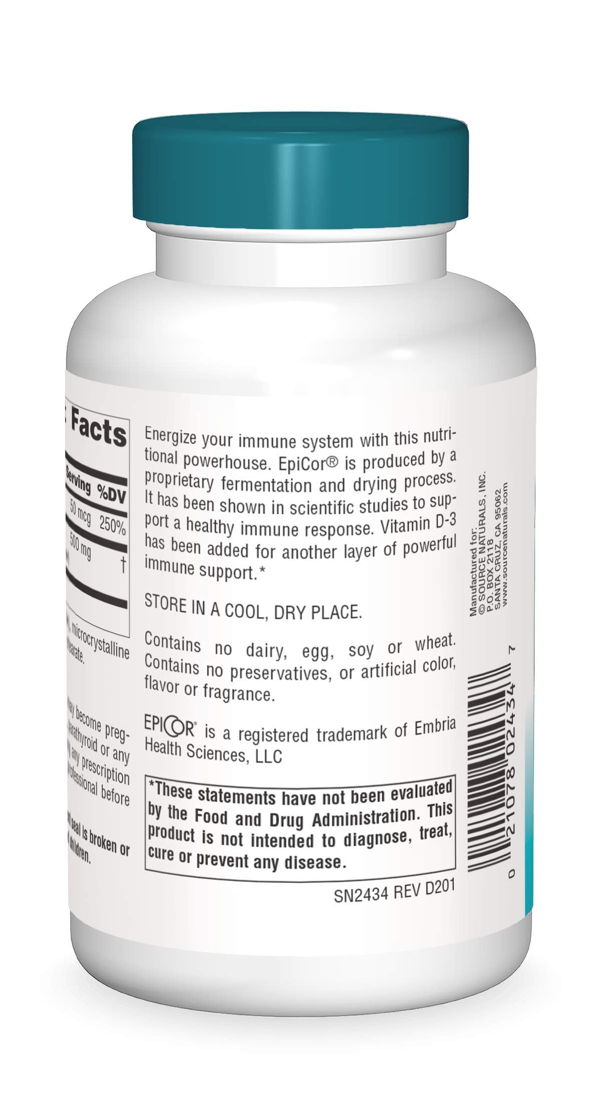 Source Naturals Wellness EpiCor with Vitamin D-3 for Heightened Immune Defense Capsules 120