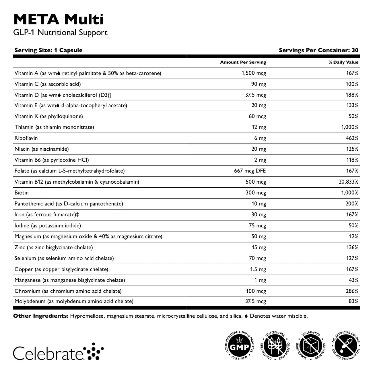 Celebrate Bariatric Supplements META Multi GLP-1 Multivitamin Weight Support 30 Capsules