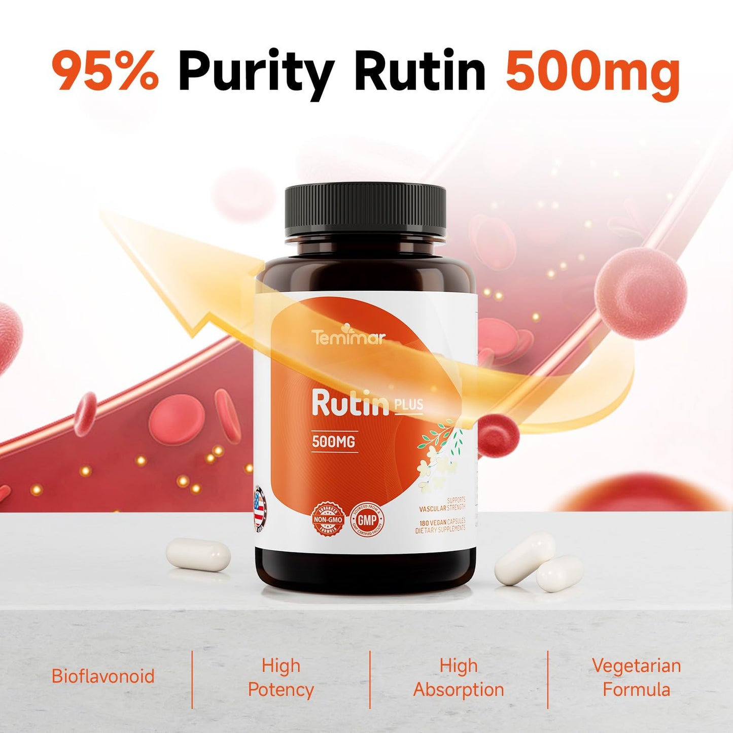 Temimar Rutin 500mg Capsule, 180 Count