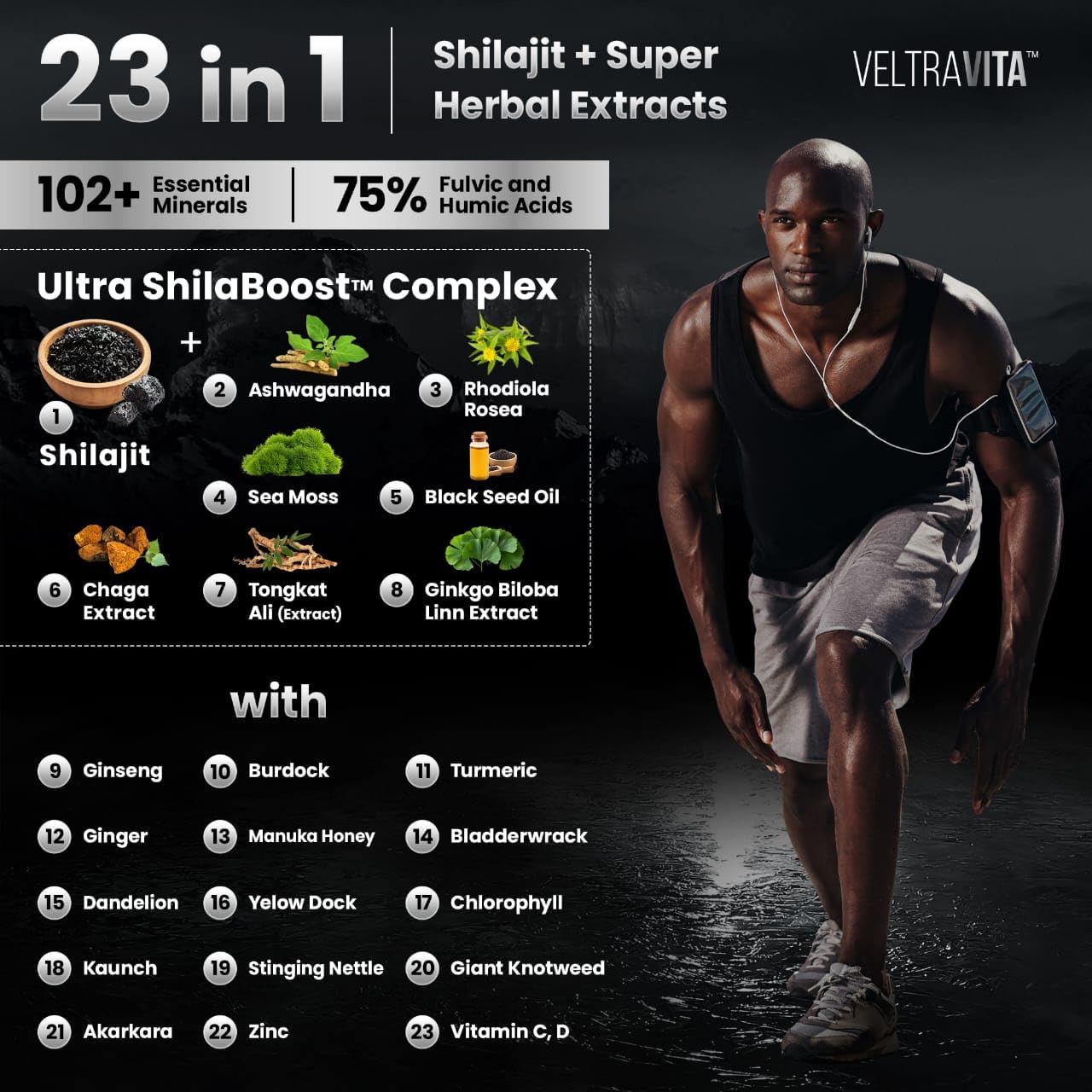 VeltraVita Himalayan Shilajit Gummies, 60 Gummies