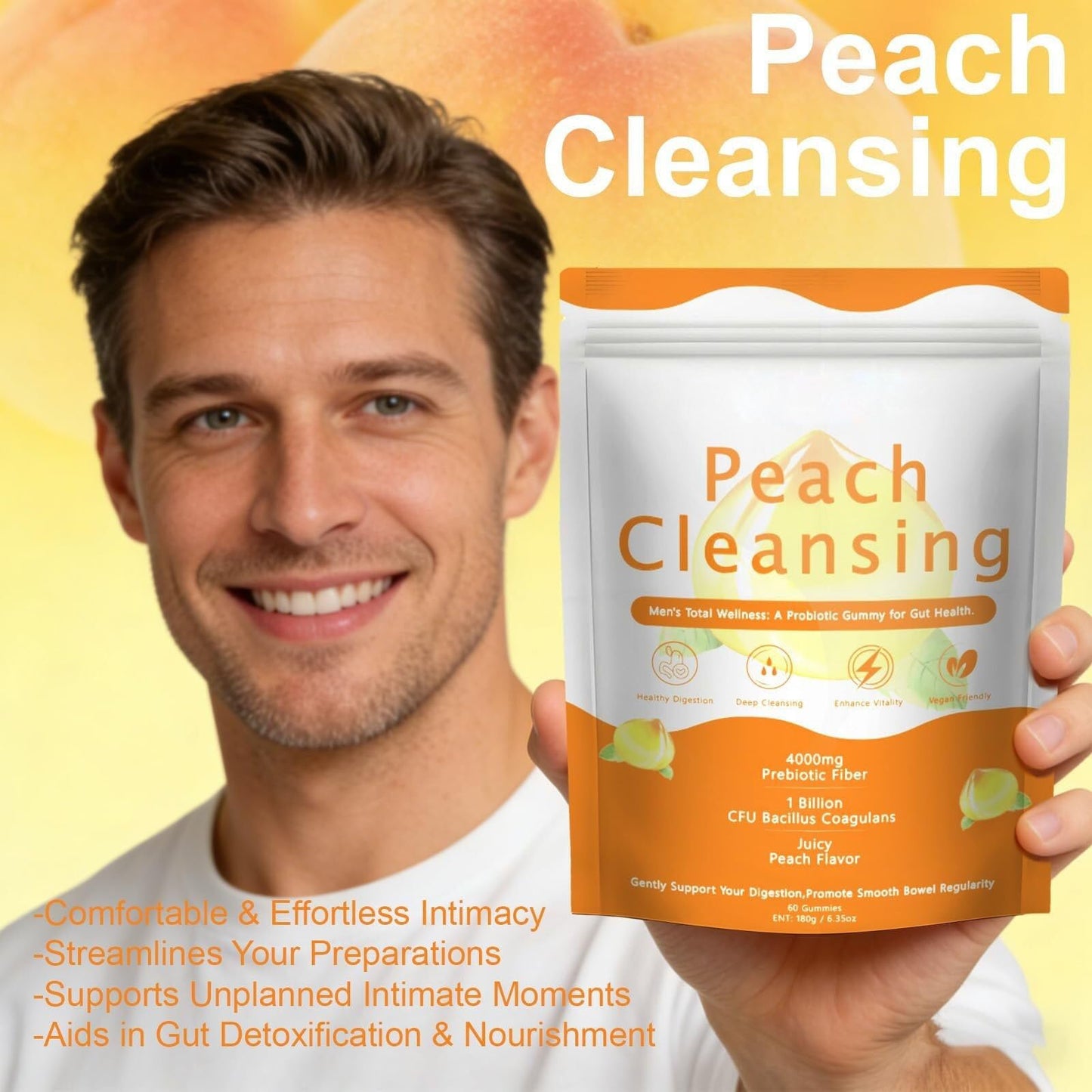Generic Peach Cleansing Fiber Gummies, 30 Count