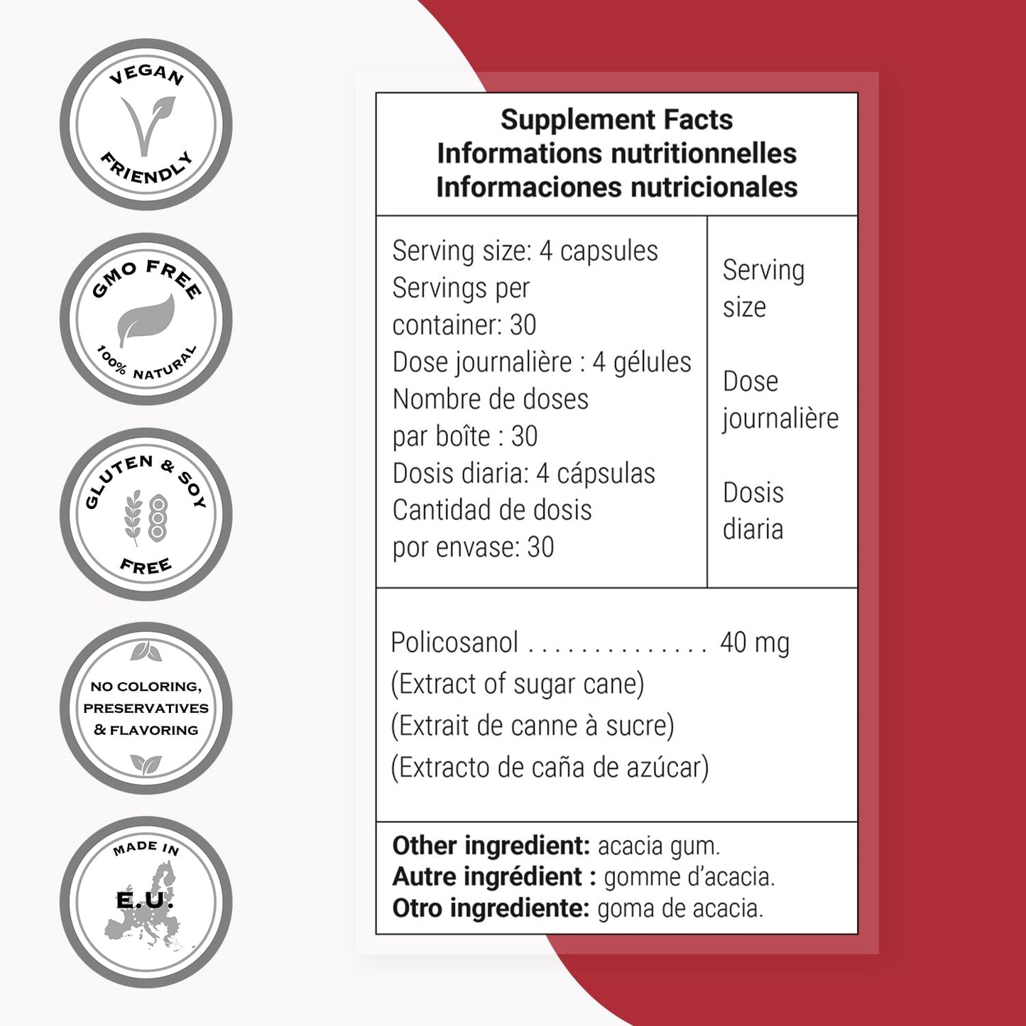 Supersmart Policosanol 40mg per Day Capsules 120