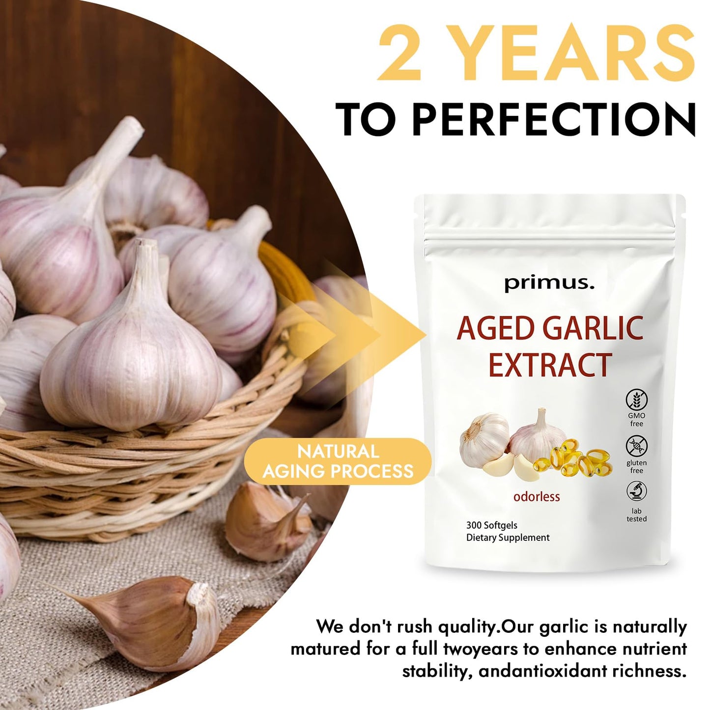 Primus.Labs Aged Garlic 24 Month Aged Softgels 300