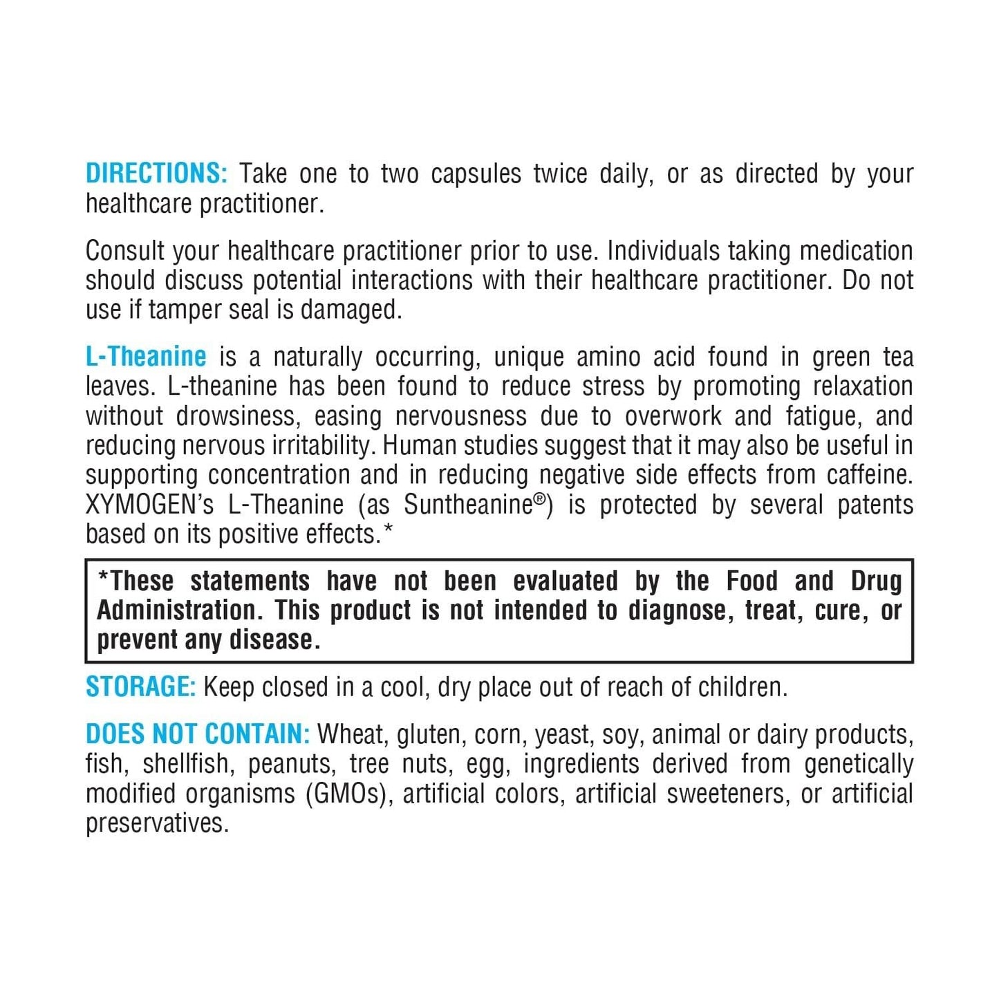 XYMOGEN L-Theanine Capsule, 120 Count