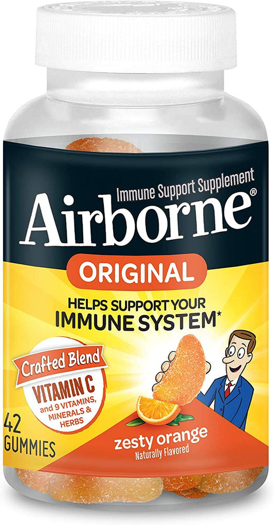 Airborne Zesty Orange Flavored Gummies 42 Count