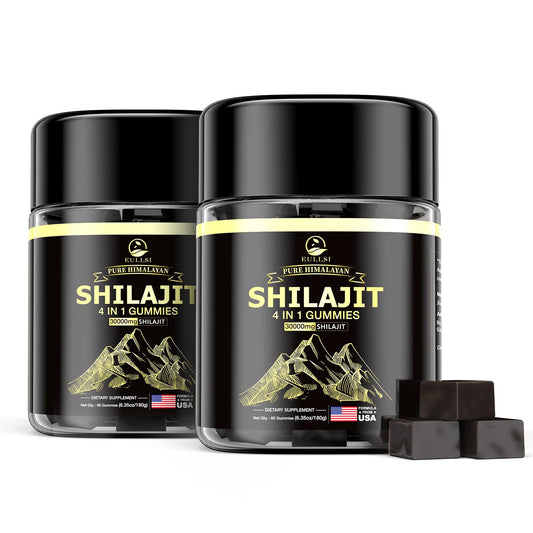 Eullsi Pure Himalayan Shilajit Gummies for Men & Women, Organic Ashwagandha Gummies, 85+ Trace Minerals & 75% Fulvic Acid for Energy, Stamina & Immune Support, Vegan Non-GMO, 120 Gummies