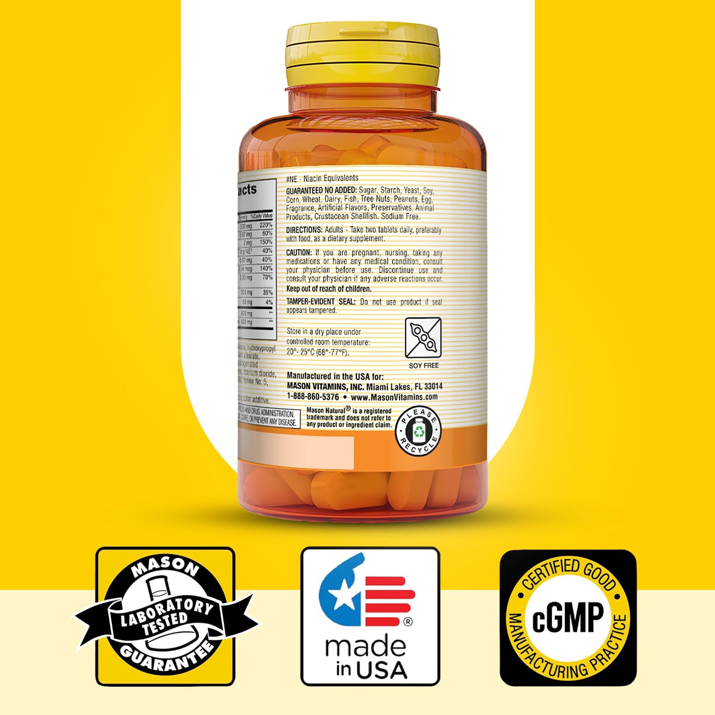 Mason Natural Ear Health Plus with B Vitamins Tablets, 100 Count