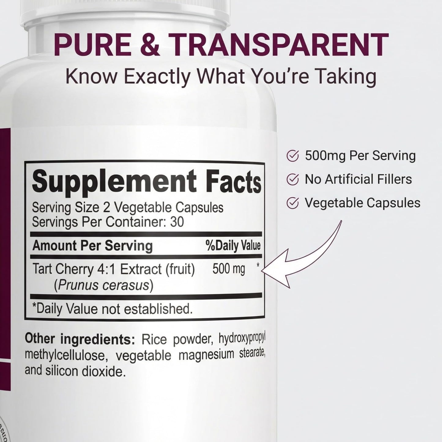 DR VITAMIN SOLUTIONS Tart Cherry Extract 2000 mg Capsules 60 Count