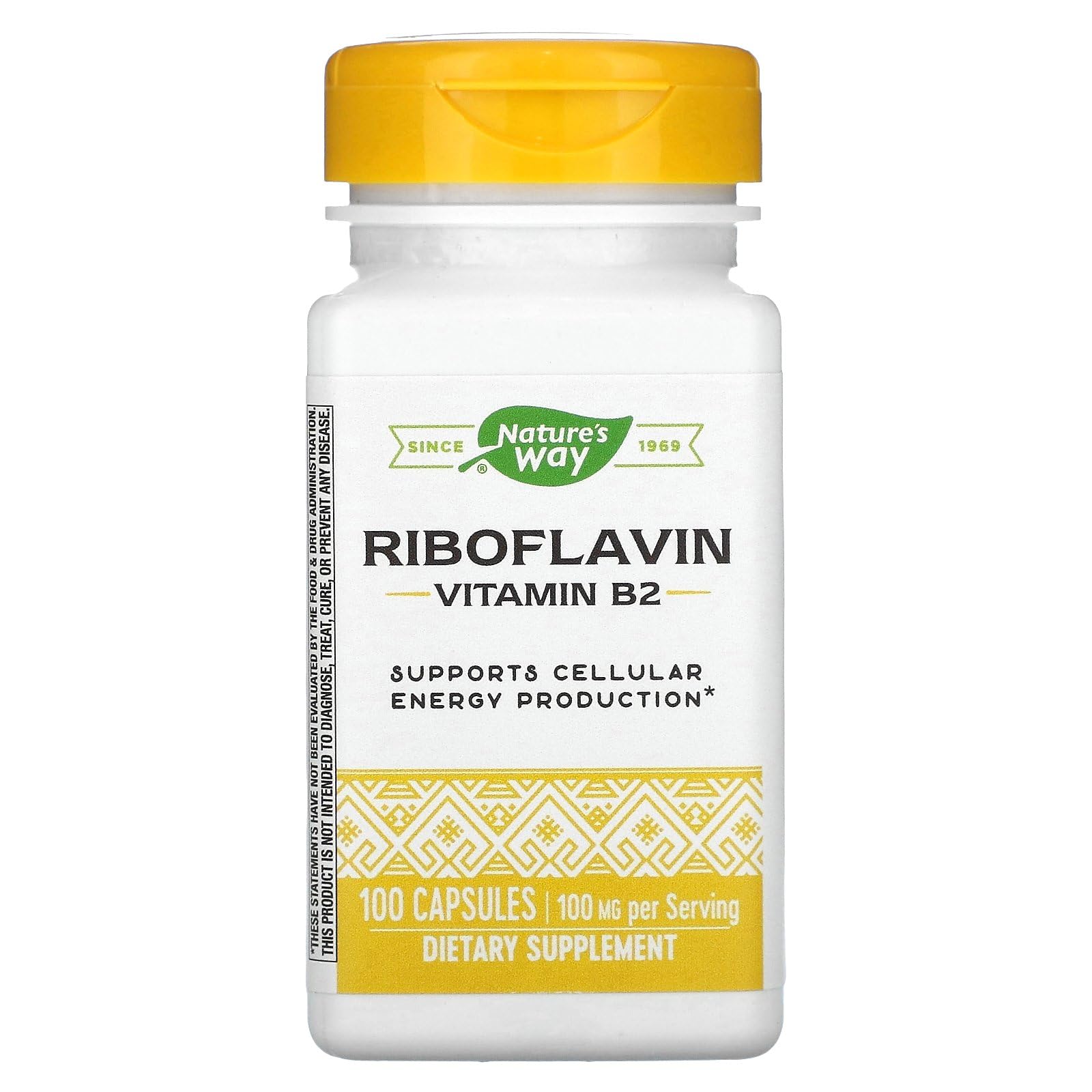 Nature's Way Vitamin B2 Riboflavin 100 mg Capsules, 200 Capsules