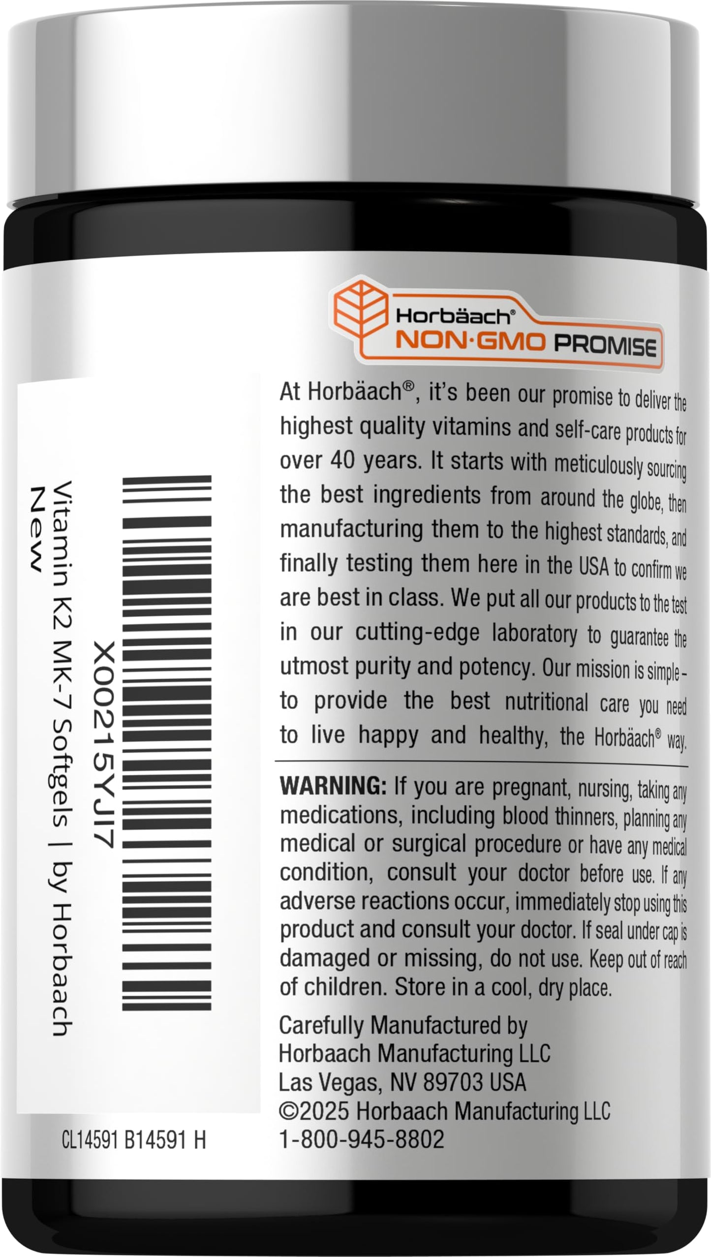 Horbäach Vitamin D3 K2 5000 iu 100mcg MK-7 Complex Softgel Capsules 180