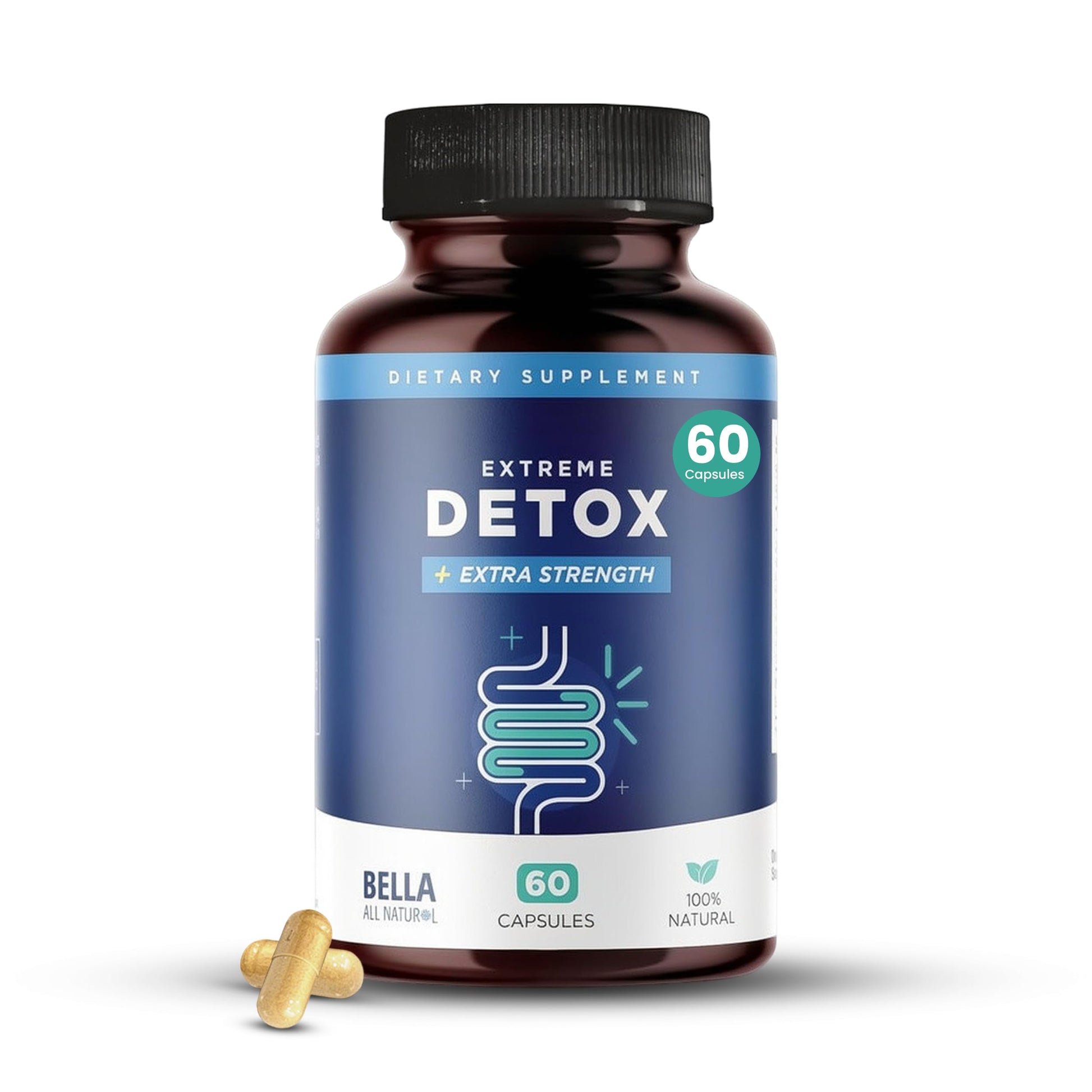 Bella All Natural Extreme Detox - Colon Cleanse, 60 Capsules