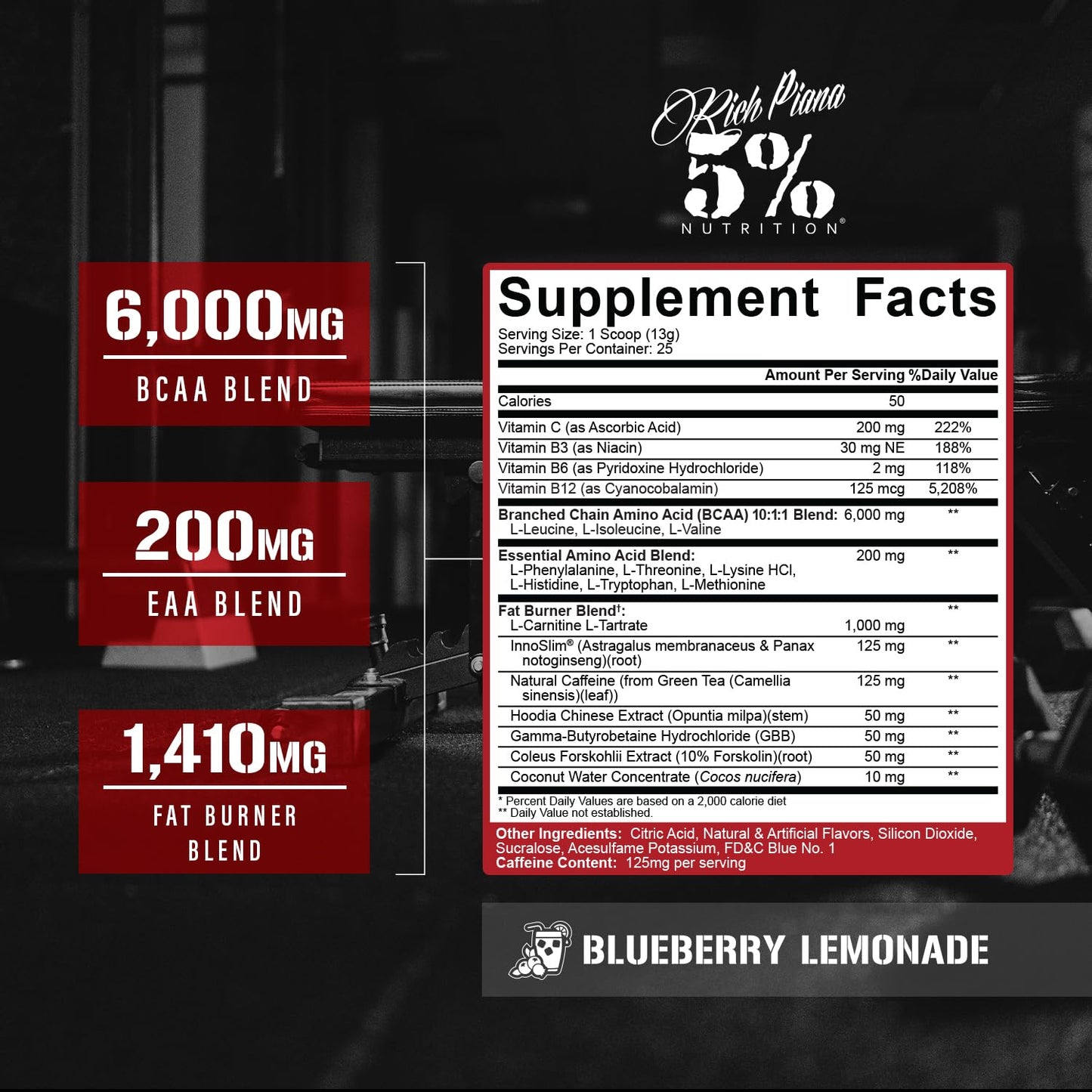 5% Nutrition Rich Piana AllDayYou Shred BCAA Powder 9.9 Ounce