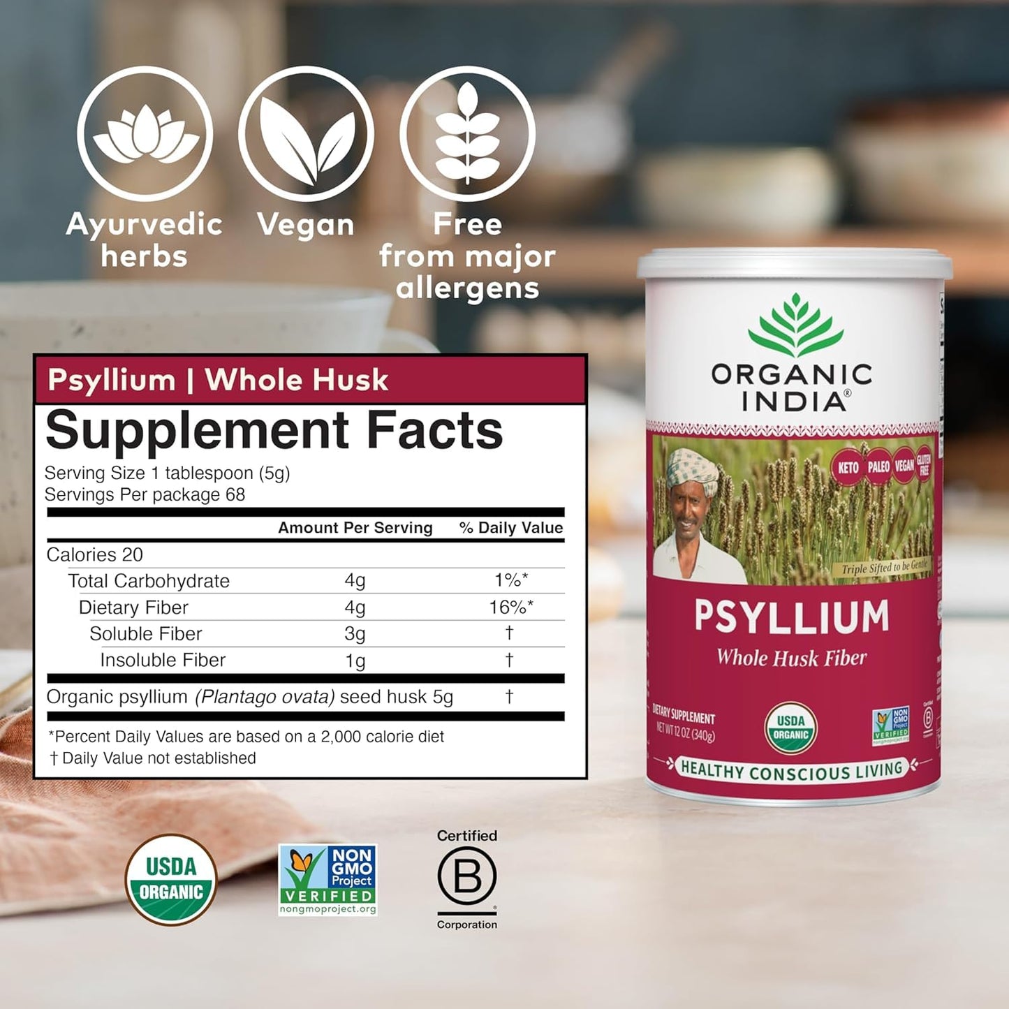 Organic India Psyllium Herbal Powder 12 oz