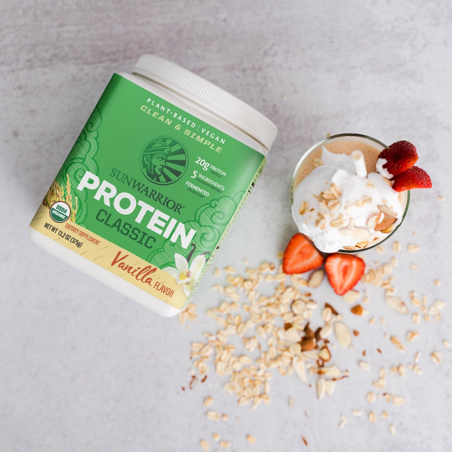 Sunwarrior Organic Classic Vanilla Protein Powder, 13.2 Ounce