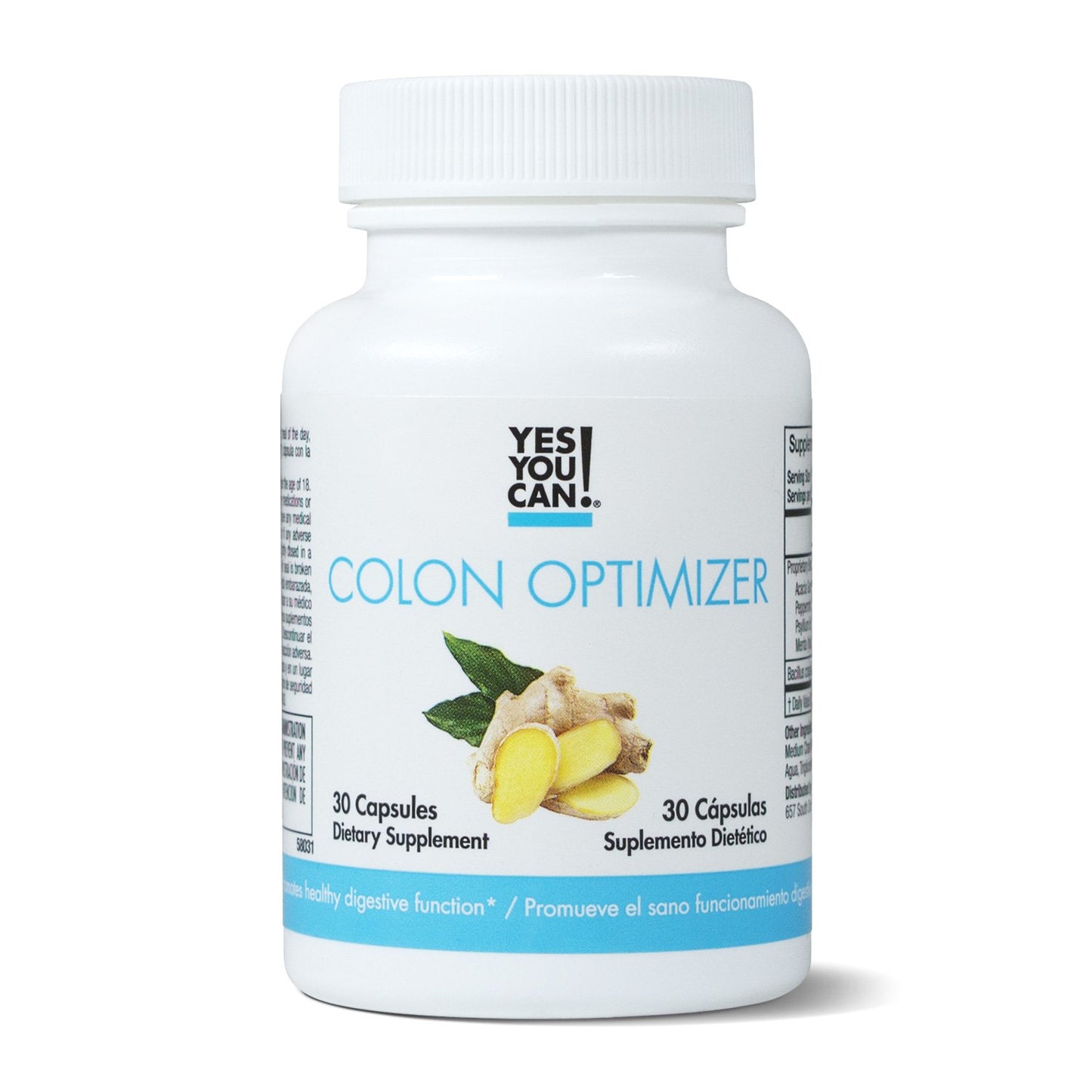 Yes You Can! Colon Optimizer Probiotics with Ginger & Peppermint Capsules, 30 Count