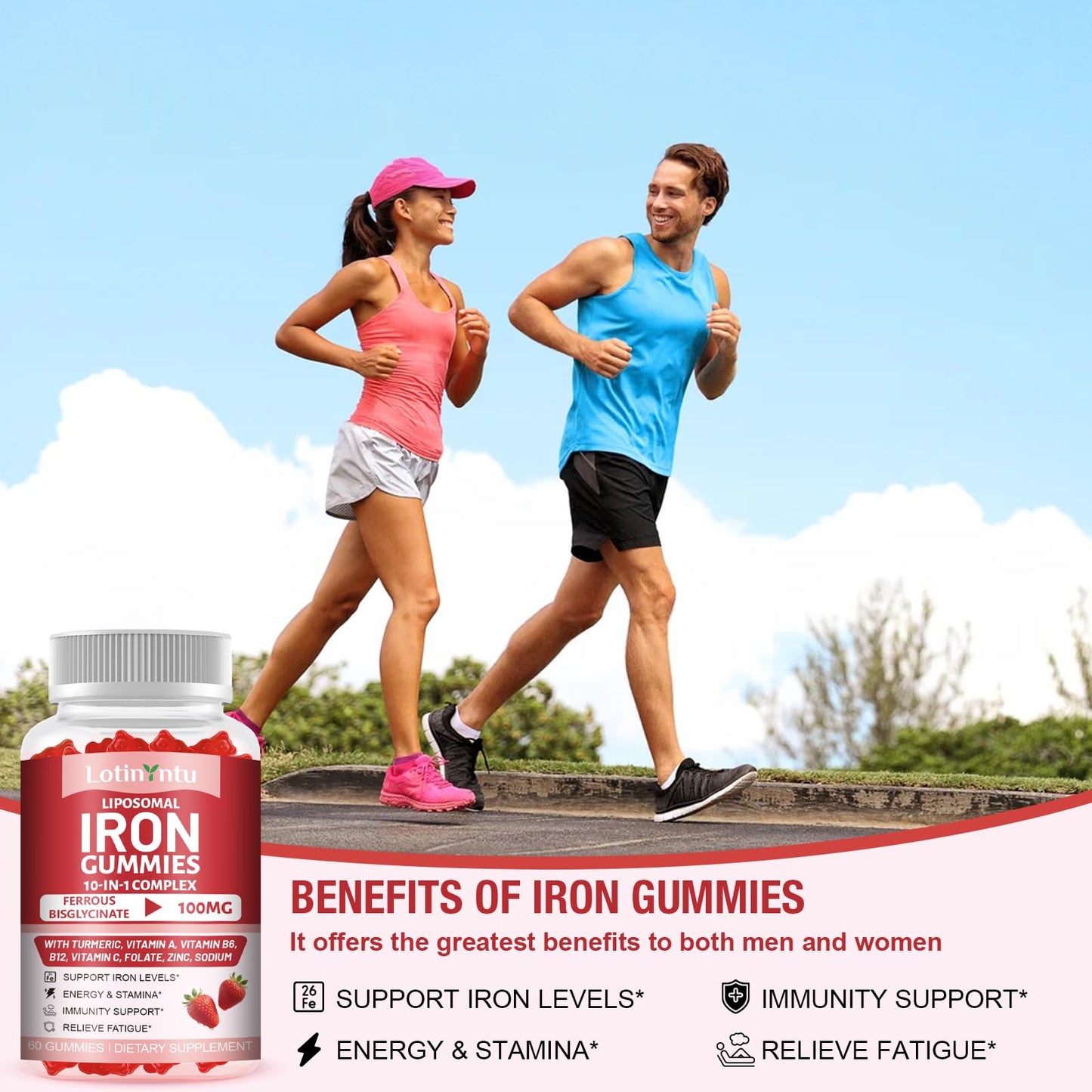 LotinYntu Iron Bisglycinate Gummies 120 Count