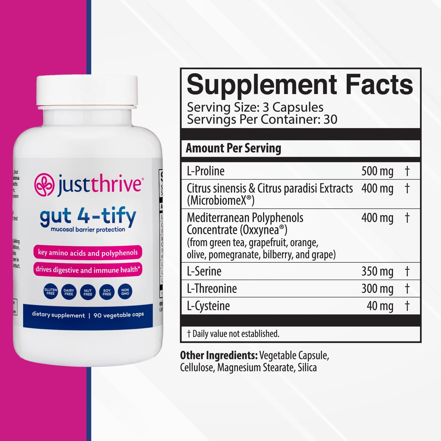 Just Thrive Gut 4-tify Gut Health Supplement for Bloating & Digestion Capsule 90 Capsules