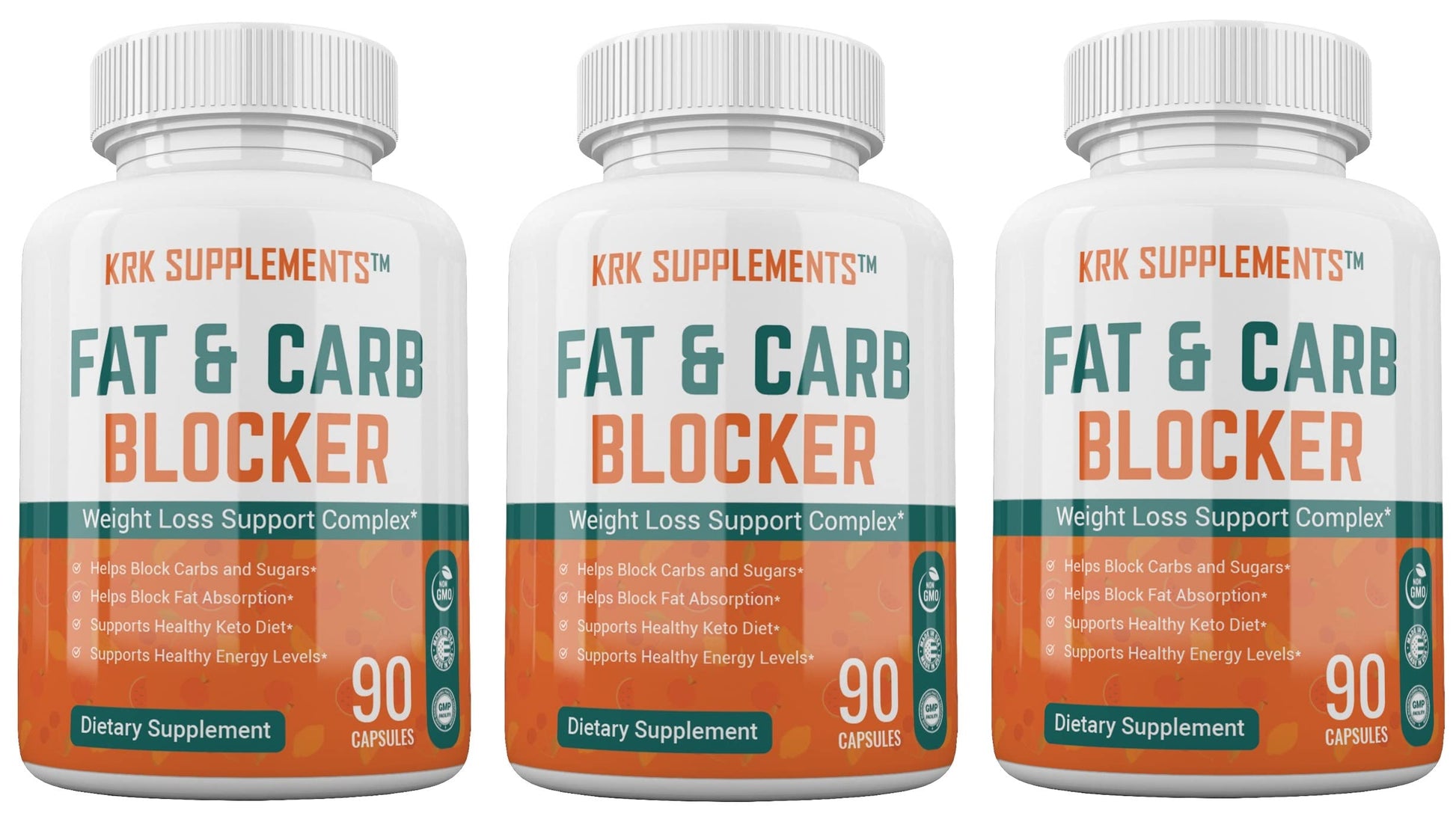 KRK SUPPLEMENTS Fat and Carb Blocker with Phaseolus Vulgaris (White Kidney Bean Extract) Chitosan Capsules 270 Total Capsules