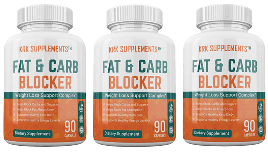 KRK SUPPLEMENTS Fat and Carb Blocker with Phaseolus Vulgaris (White Kidney Bean Extract) Chitosan Capsules 270 Total Capsules
