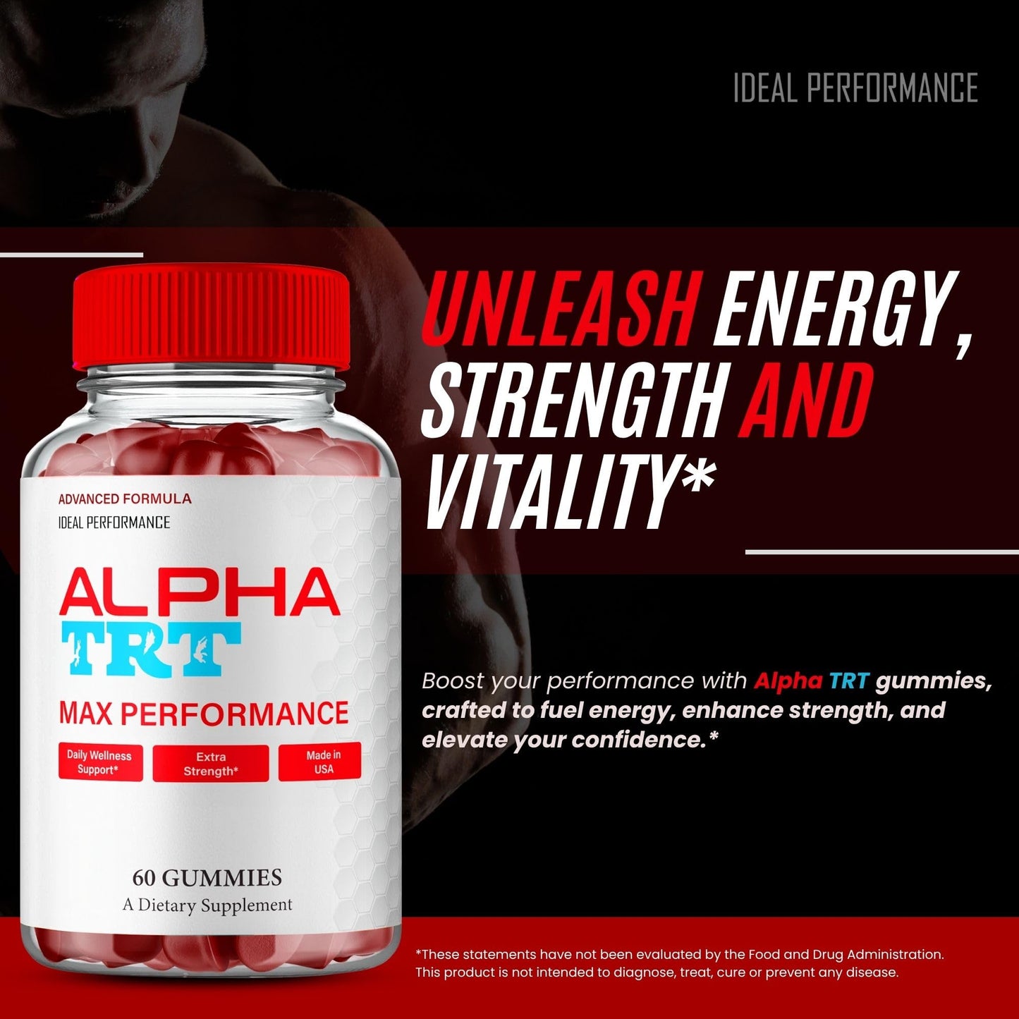 IDEAL PERFORMANCE Alpha TRT Gummies Gummy, 60 Count