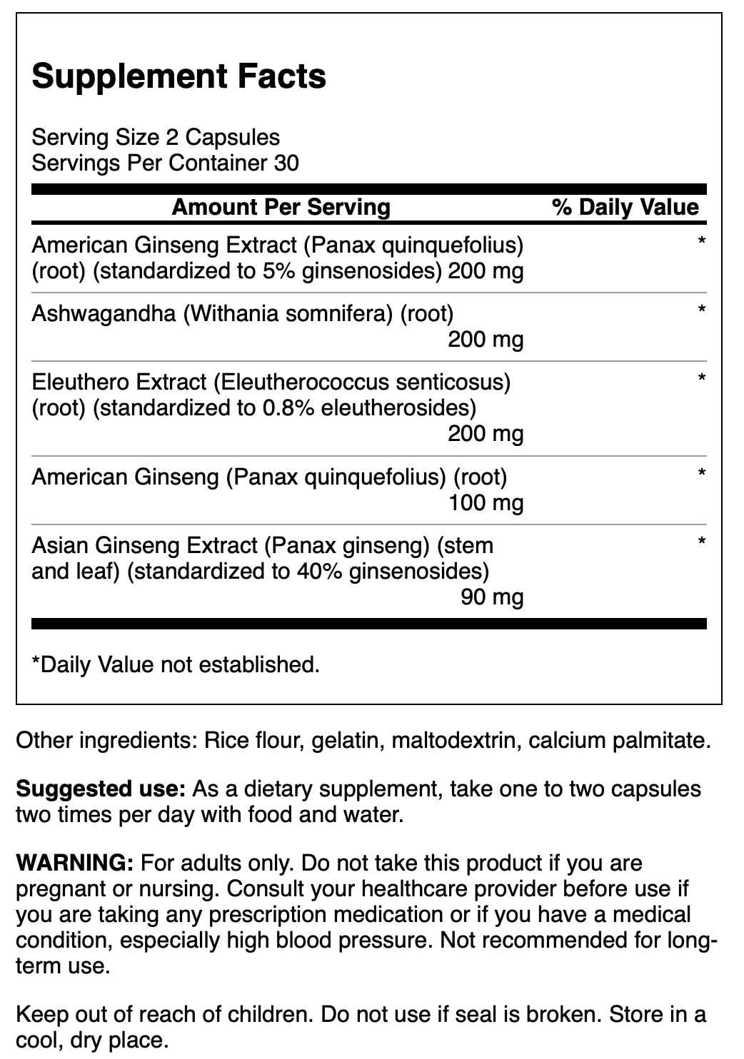 Swanson Dual Ginseng Plus 60 Capsules