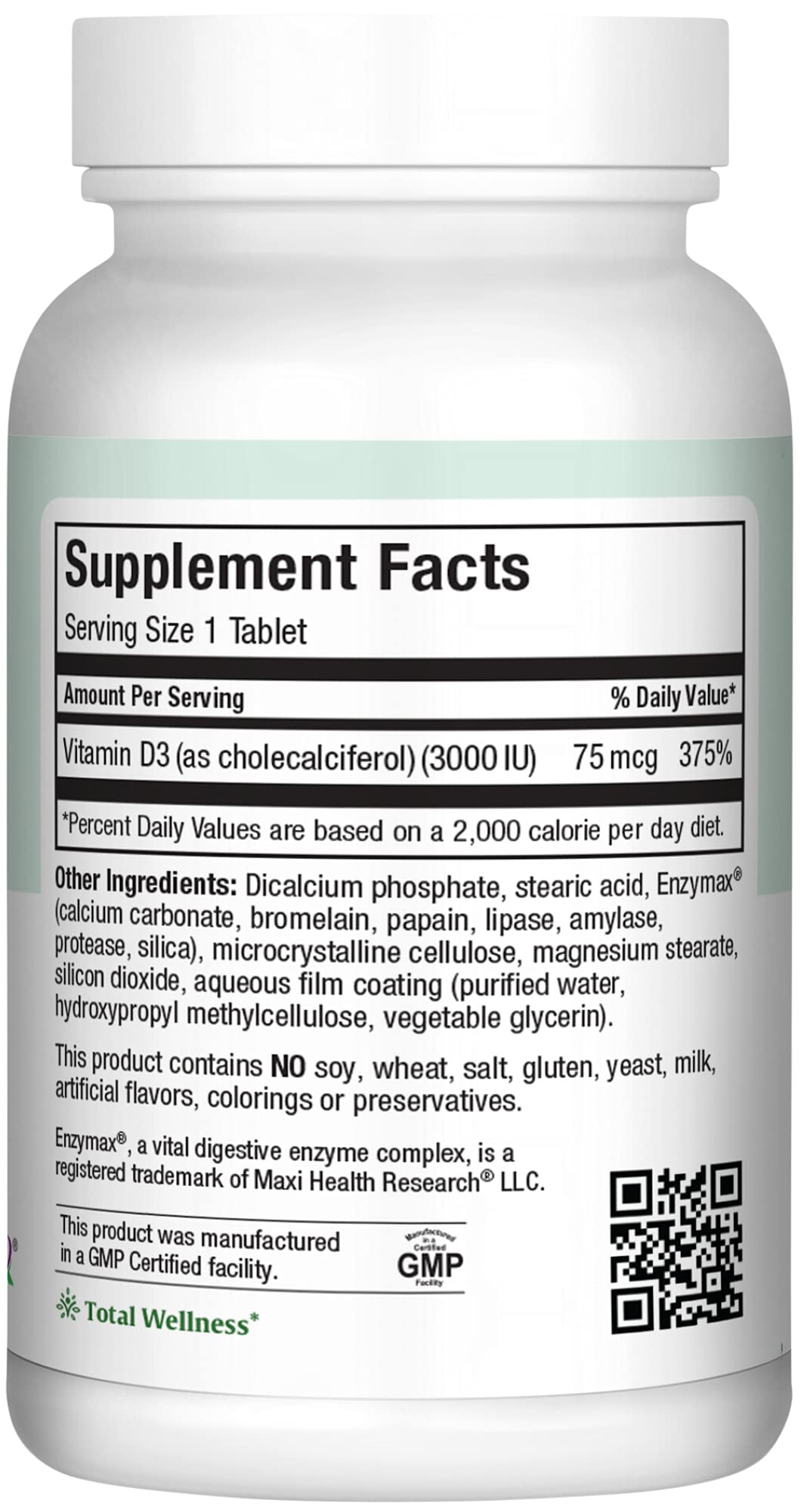 Maxi Health Vitamin D3 3000 IU 75 mcg Tablet 180 Tablets