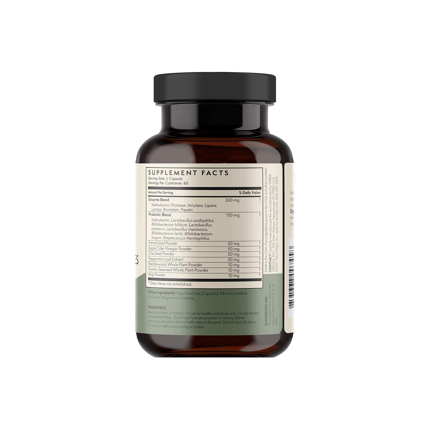 TERRA ORIGIN Digestive Enzymes with Probiotics & Prebiotics, 60 Capsules