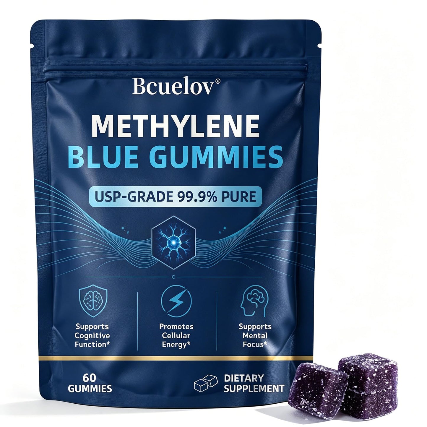 Bcuelov Methylene Blue Gummies 5mg, 60 Count