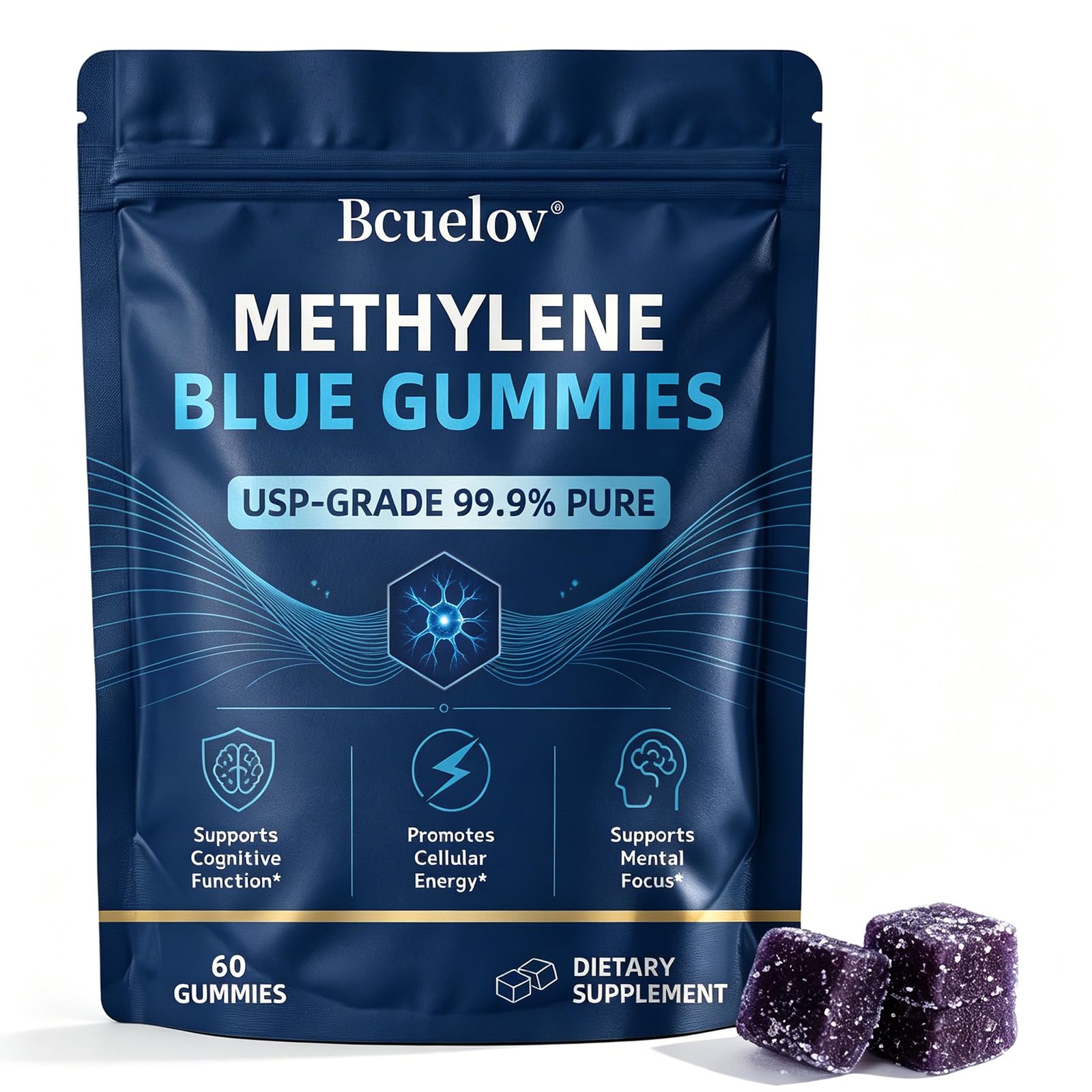 Bcuelov Methylene Blue Gummies 5mg, 60 Count