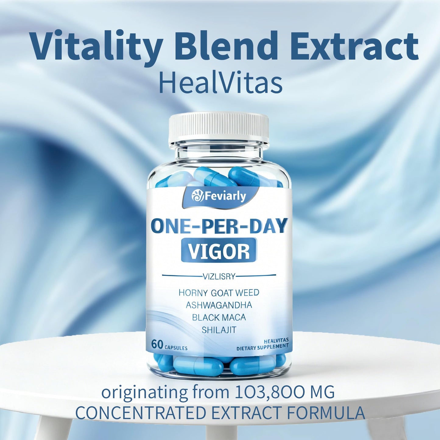 Feviarly Shilajit for Men 800mg with 1600mg Vitality Blend Capsules, 60 Count