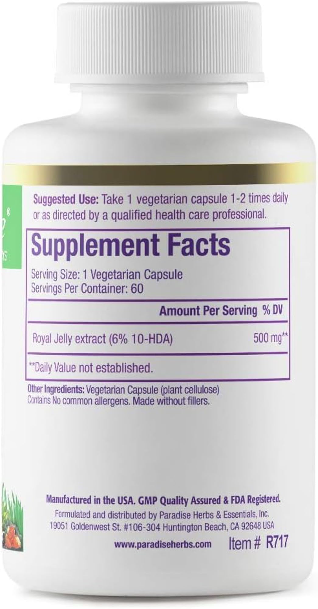 Paradise Herbs Royal Jelly Golden Emperor Capsule 60 Count