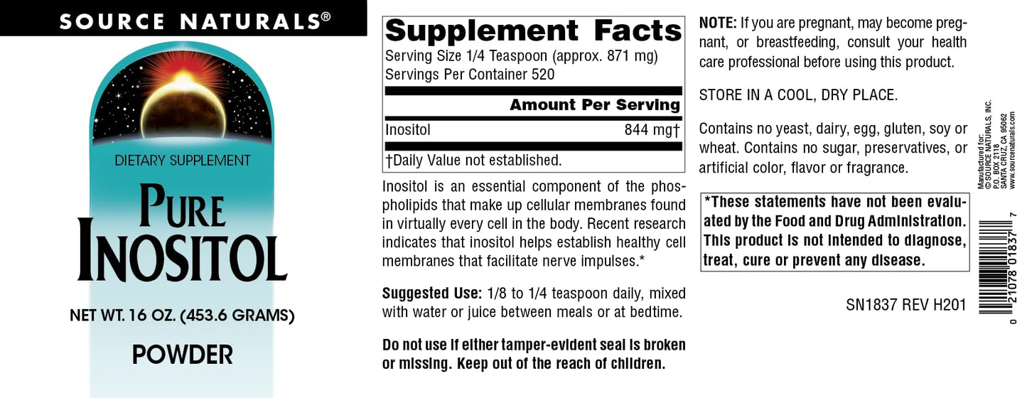Source Naturals Pure Inositol Powder 16 oz