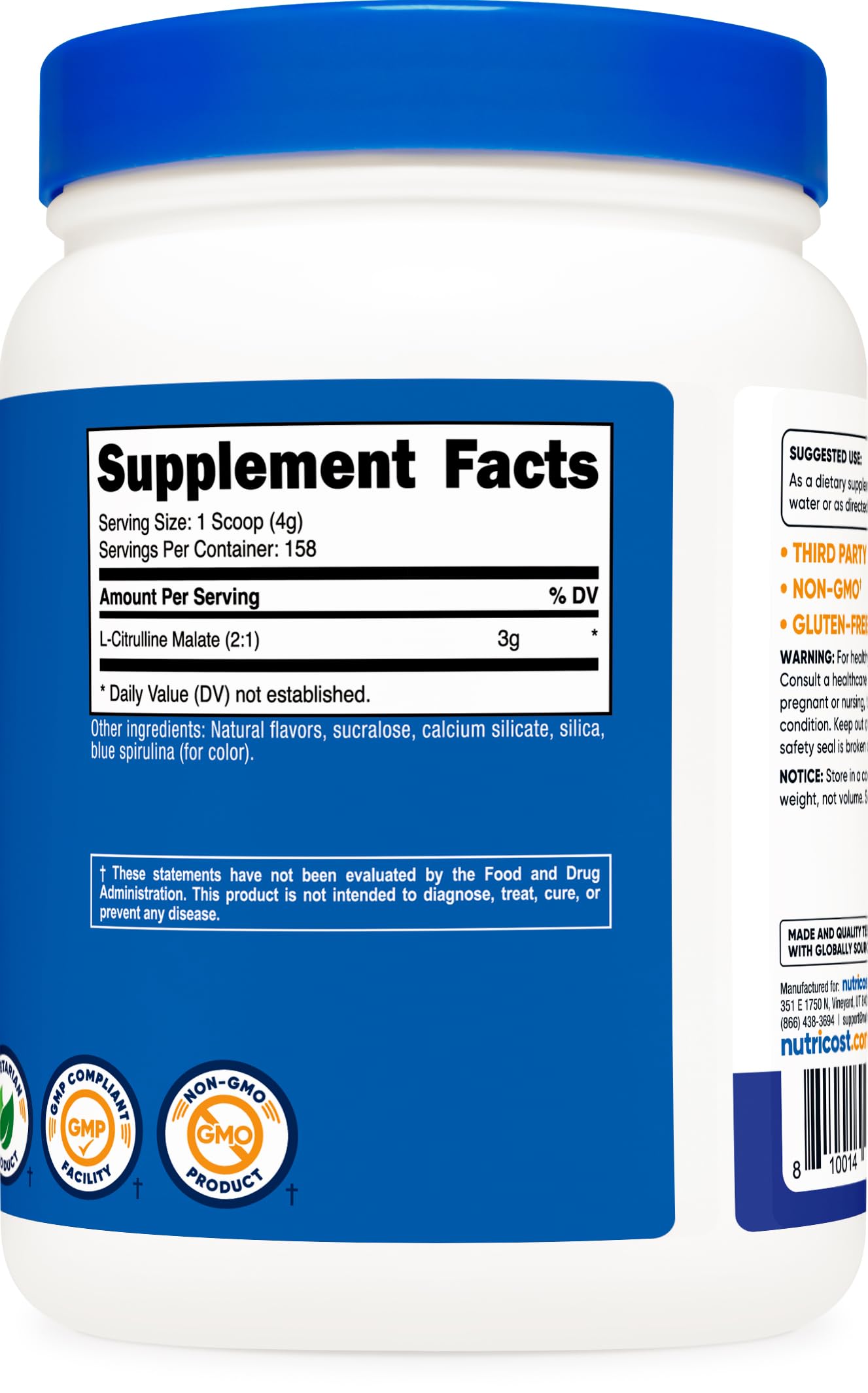 Nutricost L-Citrulline Malate 2:1 Blue Raspberry Powder 21.2