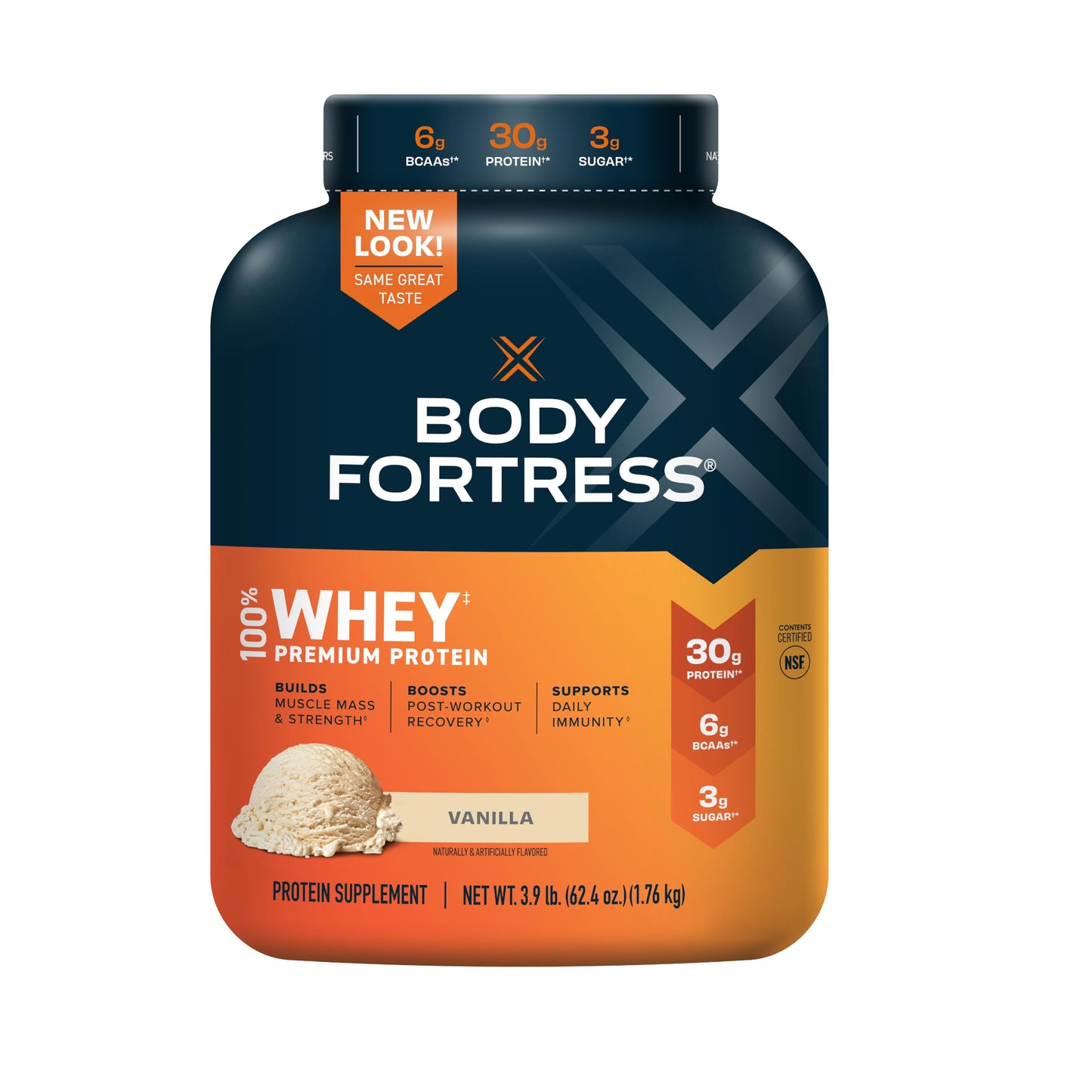 Body Fortress 100% Whey Protein Powder, Vanilla & Chocolate, 3.9 lbs