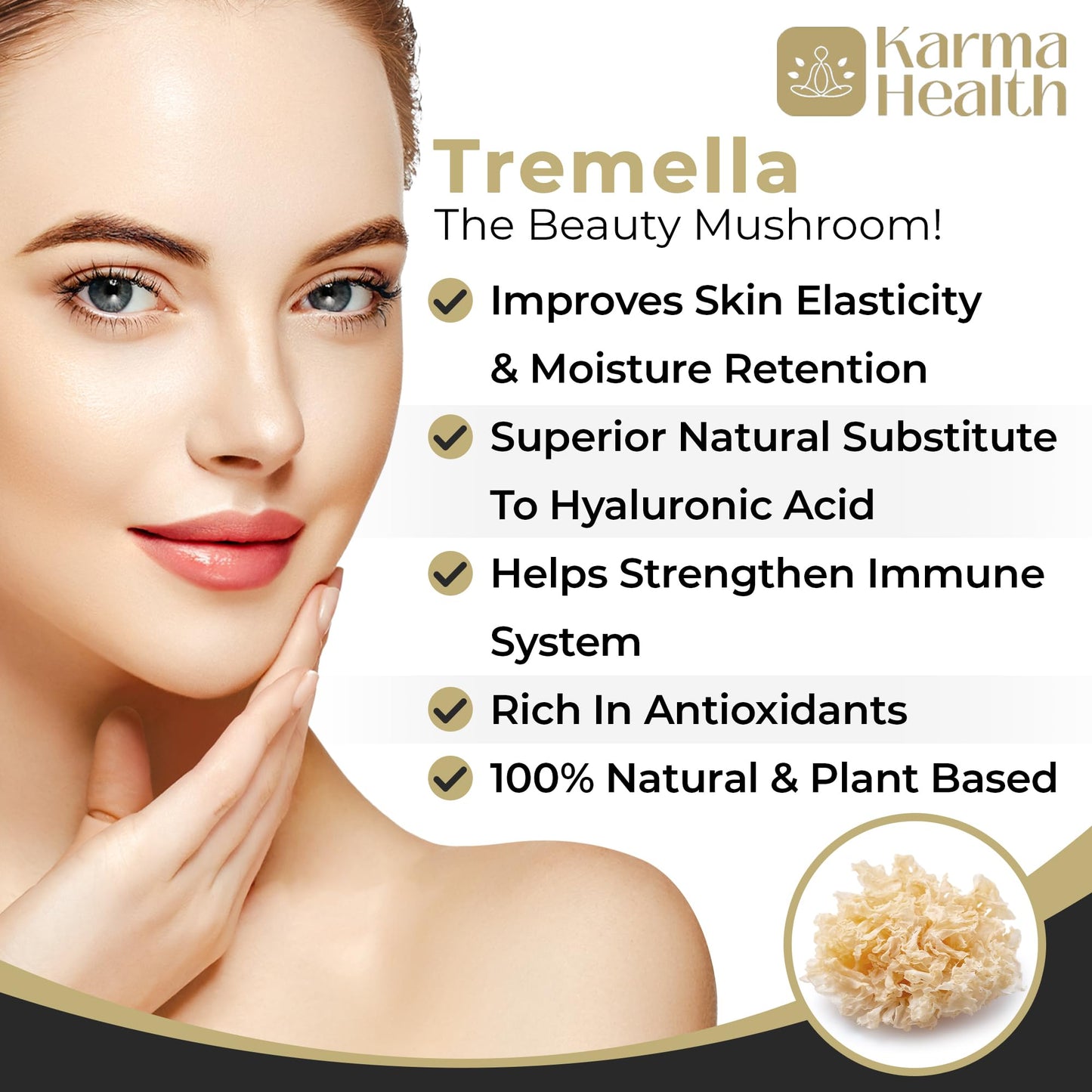 KARMA HEALTH Tremella Mushroom Powder Capsules 1 Count