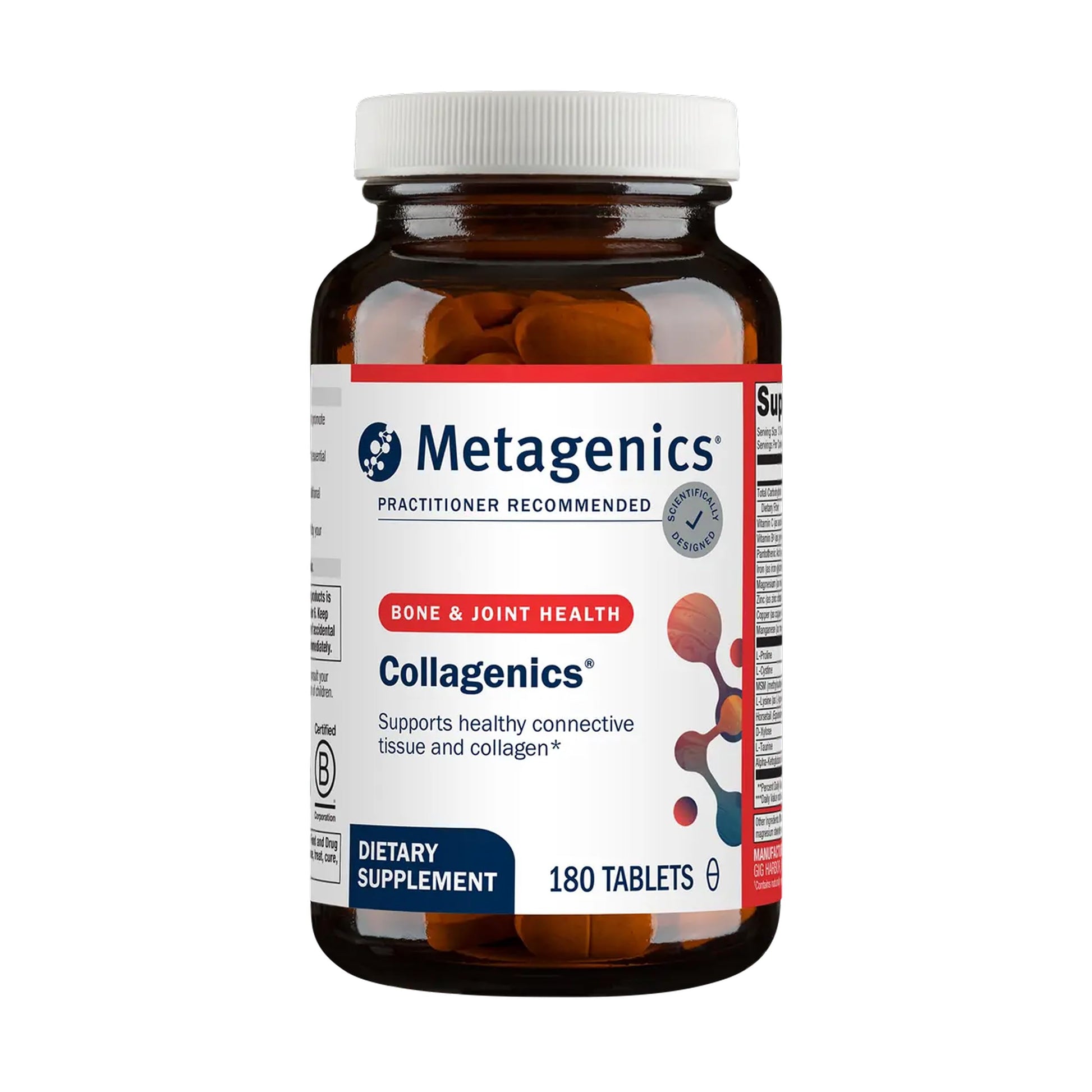Metagenics Collagenics Collagen-Building Nutrients for Joint, Skin & Connective Tissue Support with L-Proline, L-Lysine, Vitamin C, Manganese & Zinc, Non-GMO, Gluten-Free, 180 Tablets