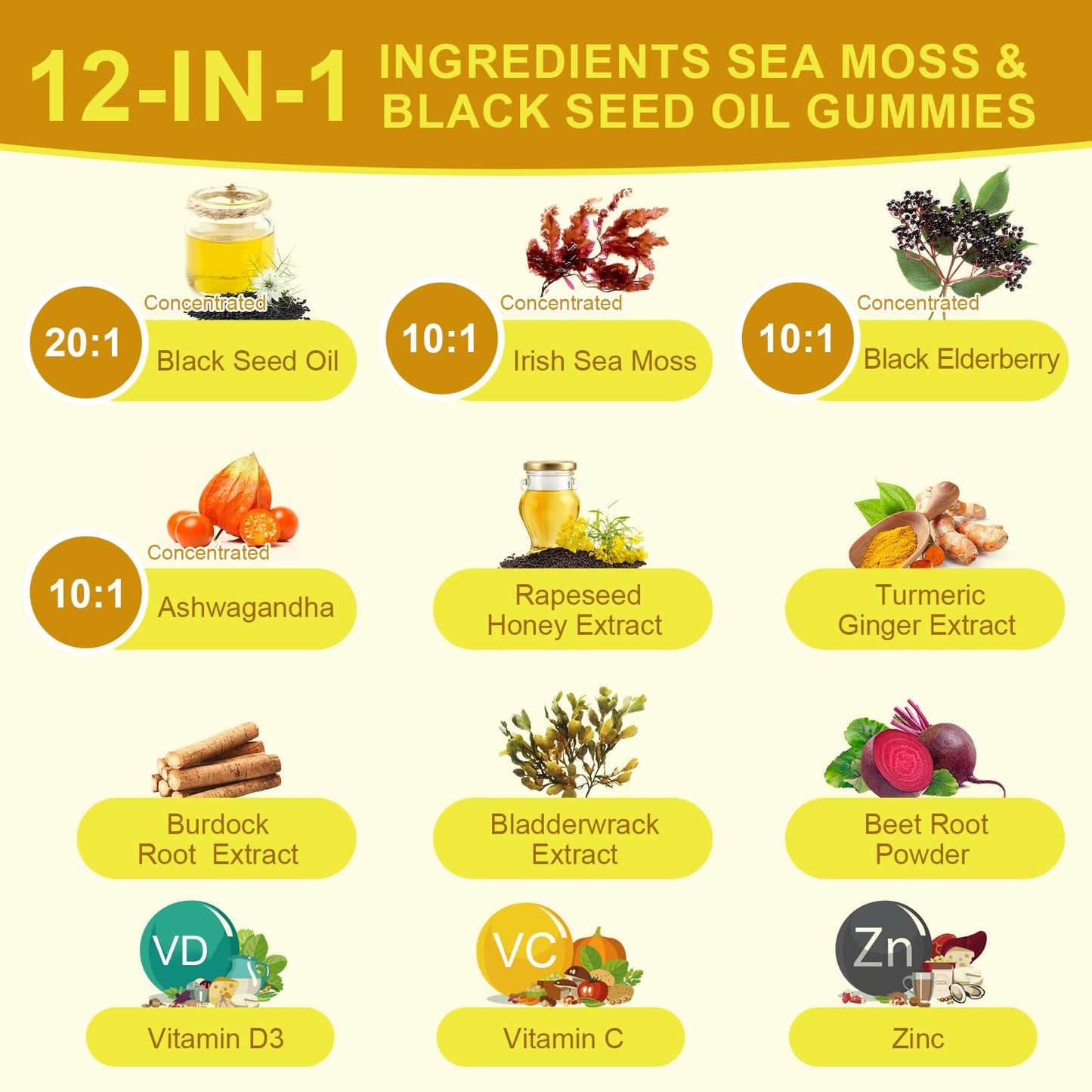 B BEWORTHS Black Seed Oil & Sea Moss Gummies 120 Count