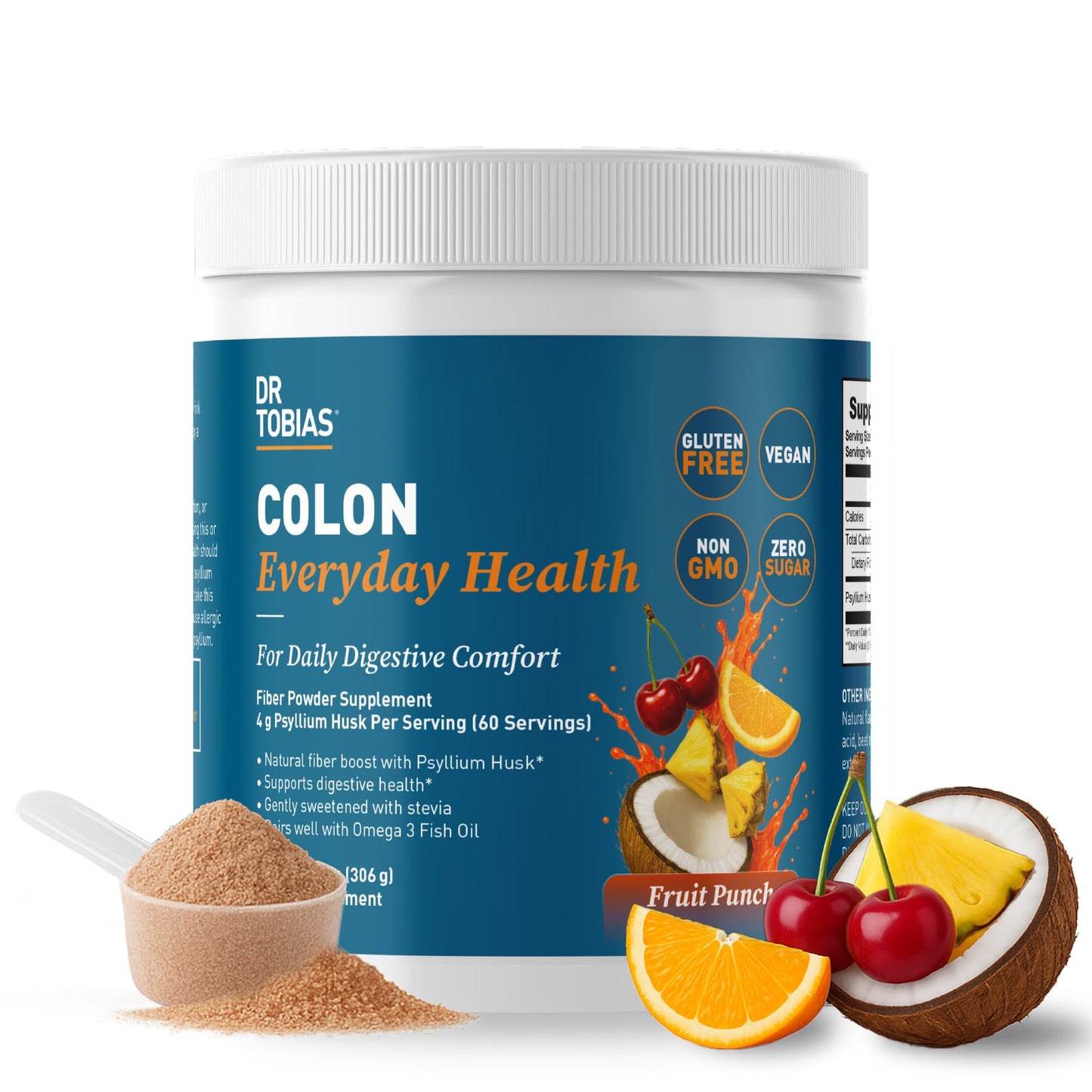Dr. Tobias Colon Everyday Health Psyllium Fiber Supplement for Gut Health Powder, 10.2 Ounce