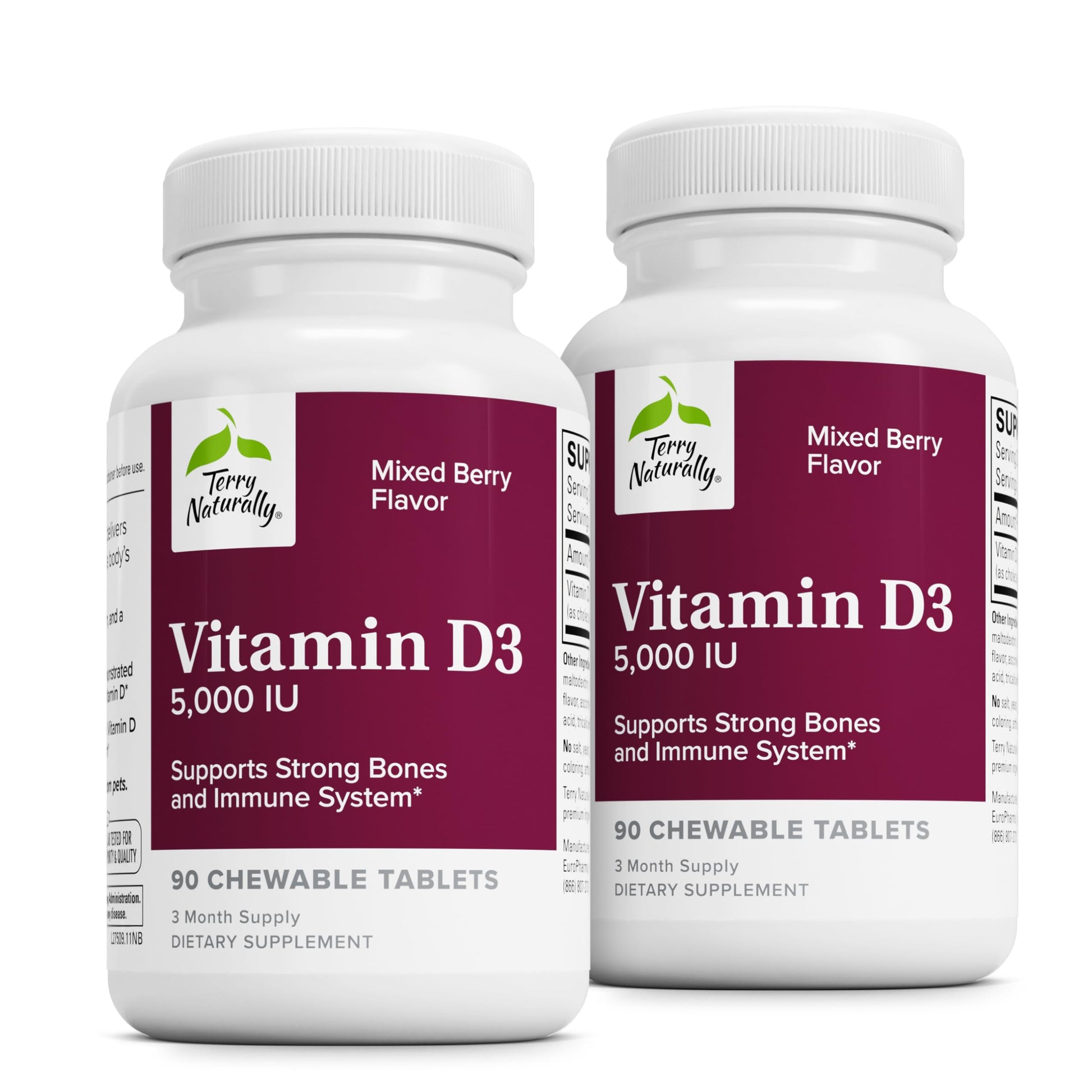 Terry Naturally Vitamin D3 5000 IU - Bone Health, Immune Support, 180 Tablets