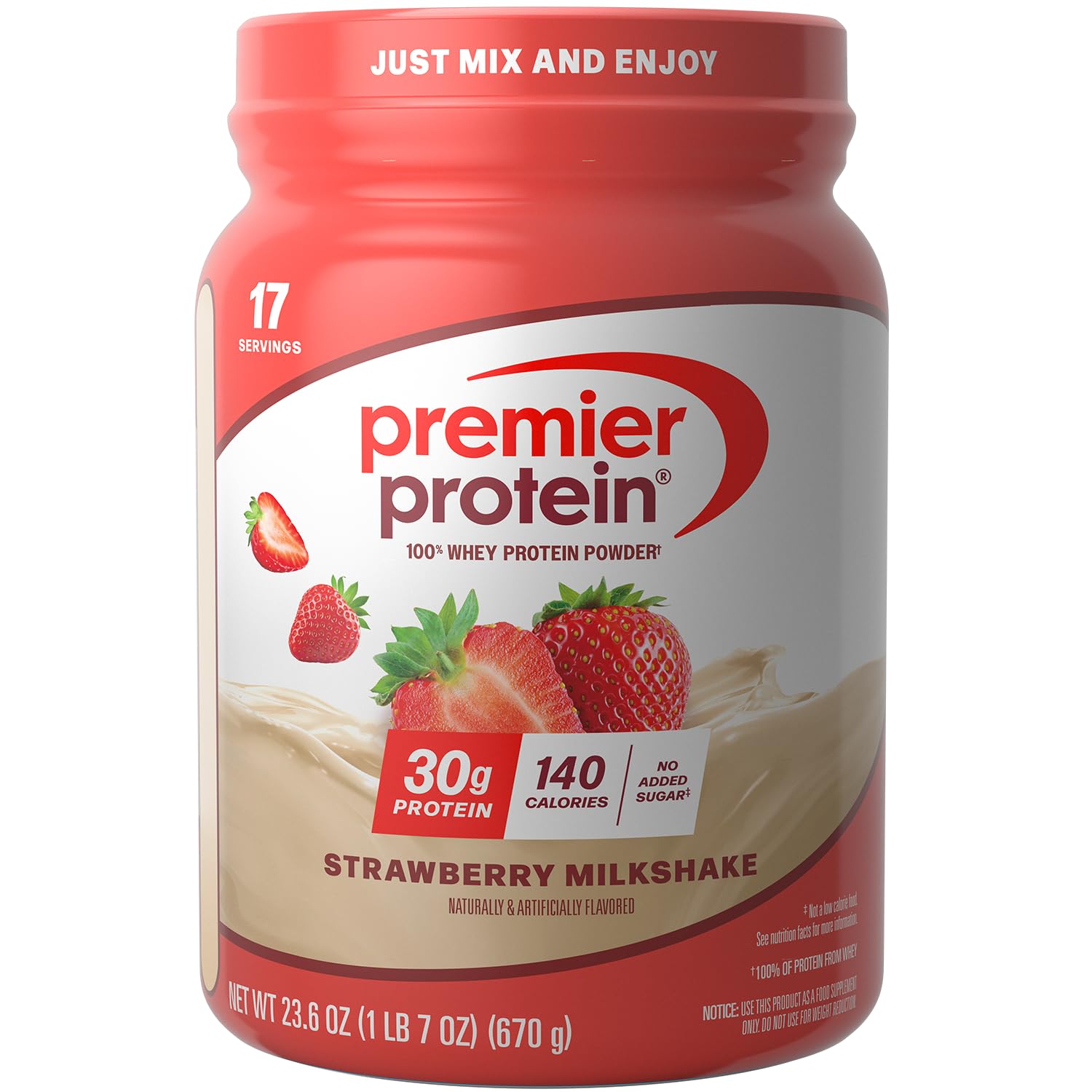 Premier Protein Whey Protein Powder Strawberry, 17 Servings
