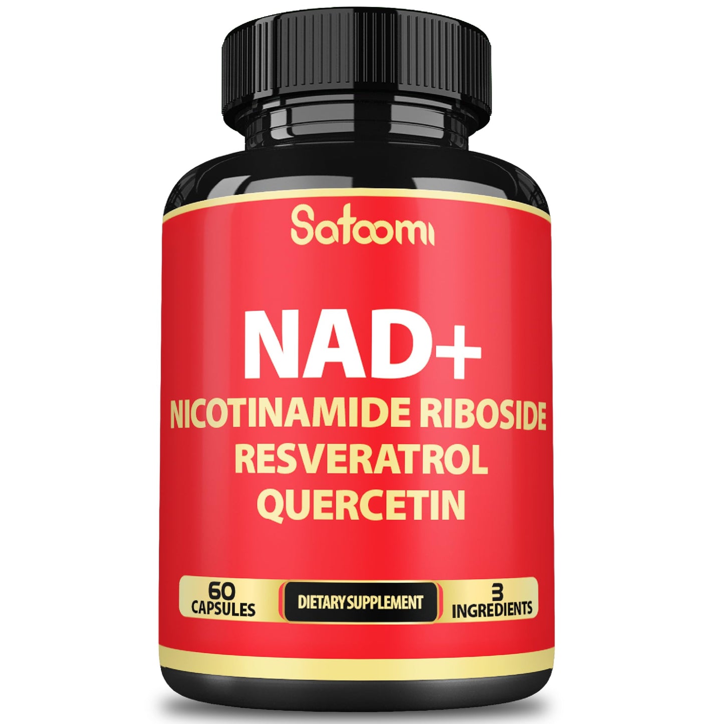 Satoomi NAD Supplement with Nicotinamide Riboside NR, Resveratrol, Quercetin, 60 Capsules