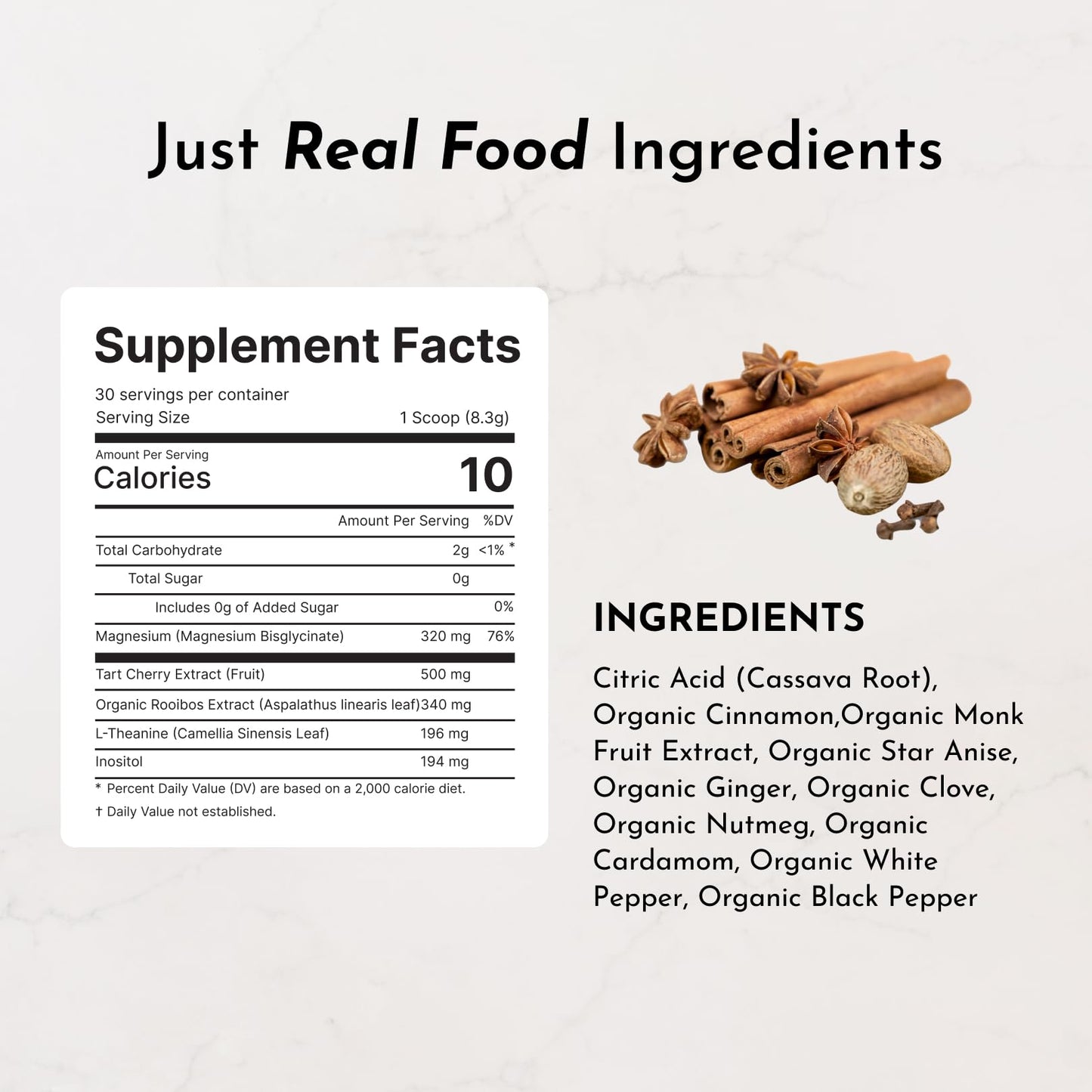 JUST INGREDIENTS Chai Nighttime Relax Drink - Magnesium Powder 5.4
