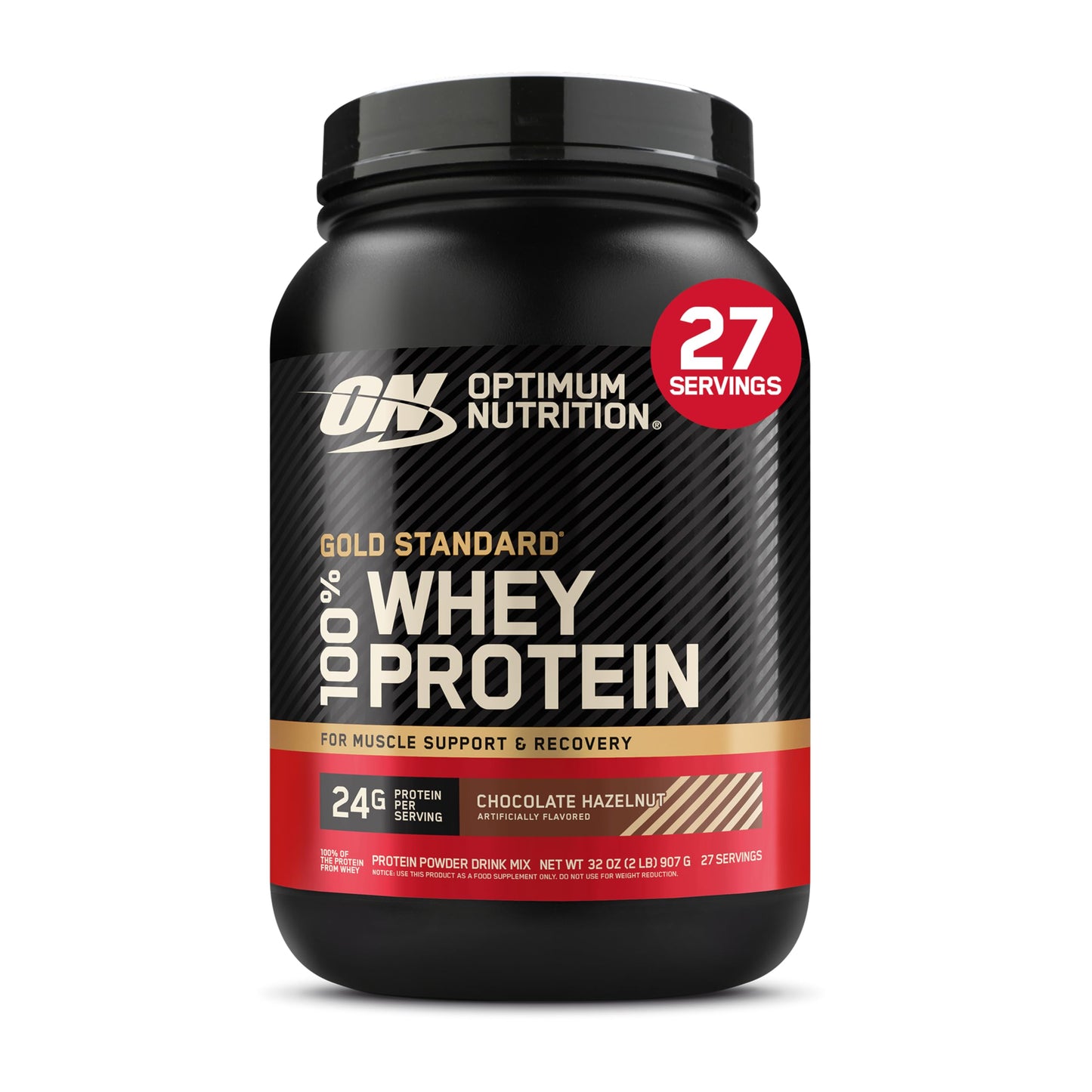 Optimum Nutrition Gold Standard 100% Whey Protein Powder Chocolate Hazelnut 2 Pound, 32 Servings