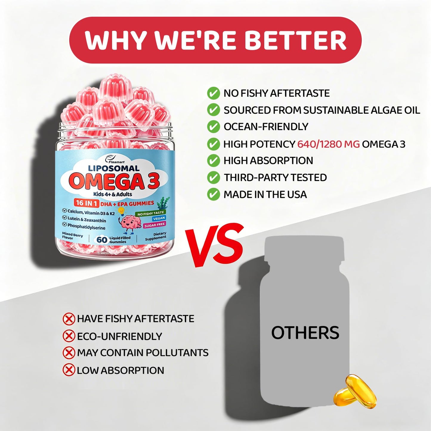 Fleamart Omega 3 Gummies 60 Count