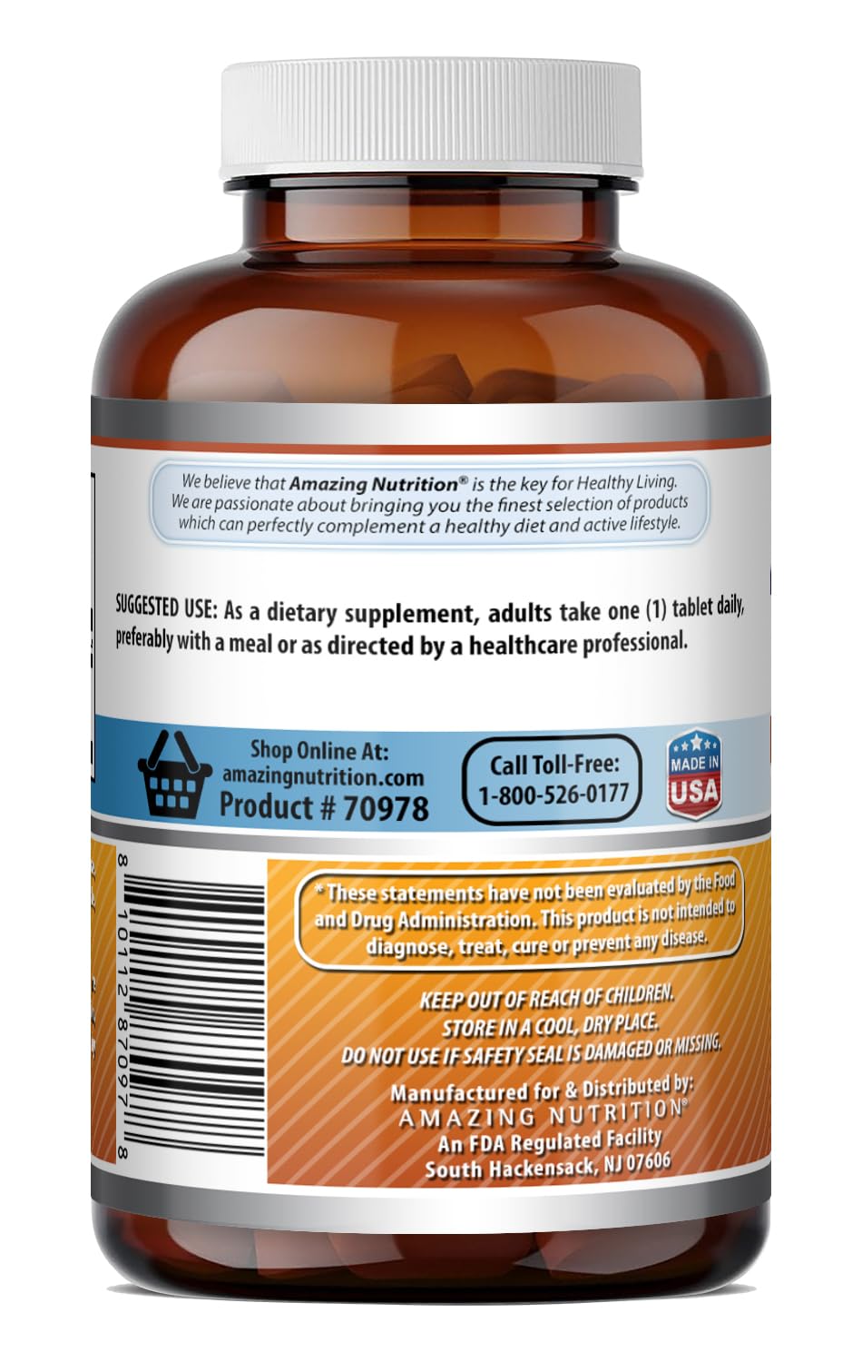 Amazing Nutrition Vitamin B6 Supplement Tablets 500 Count